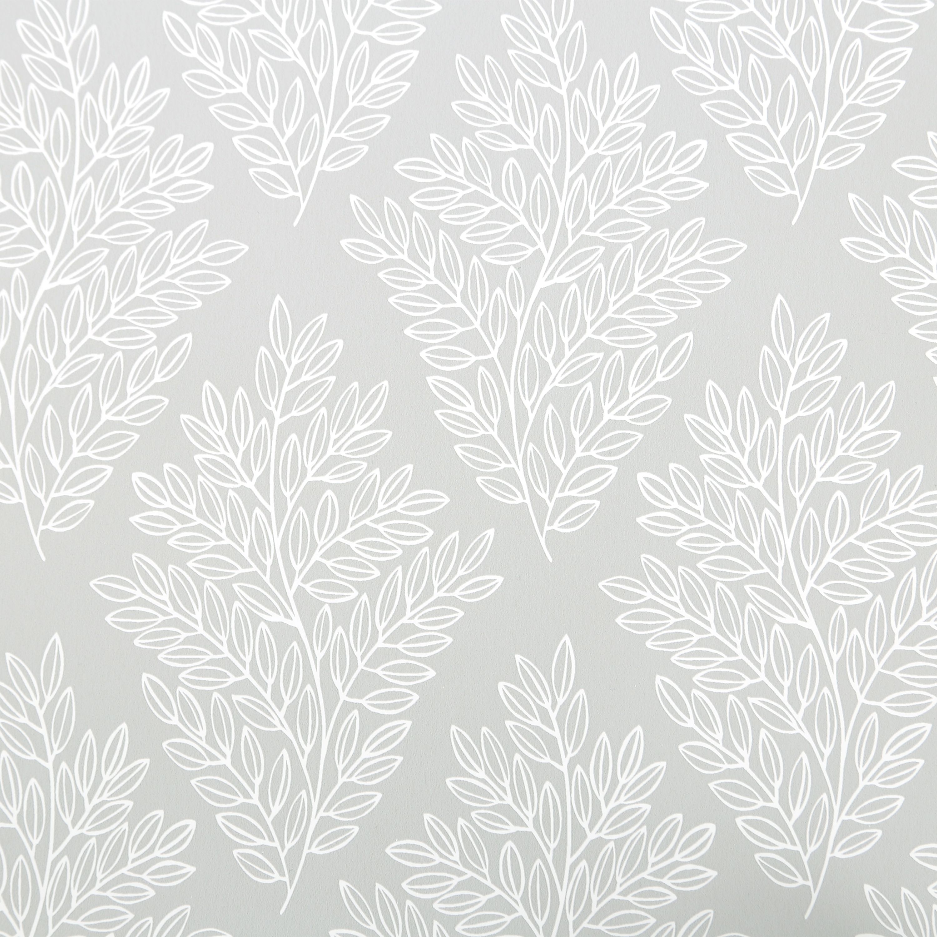 Acinos Grey Leaves Smooth Wallpaper Sample