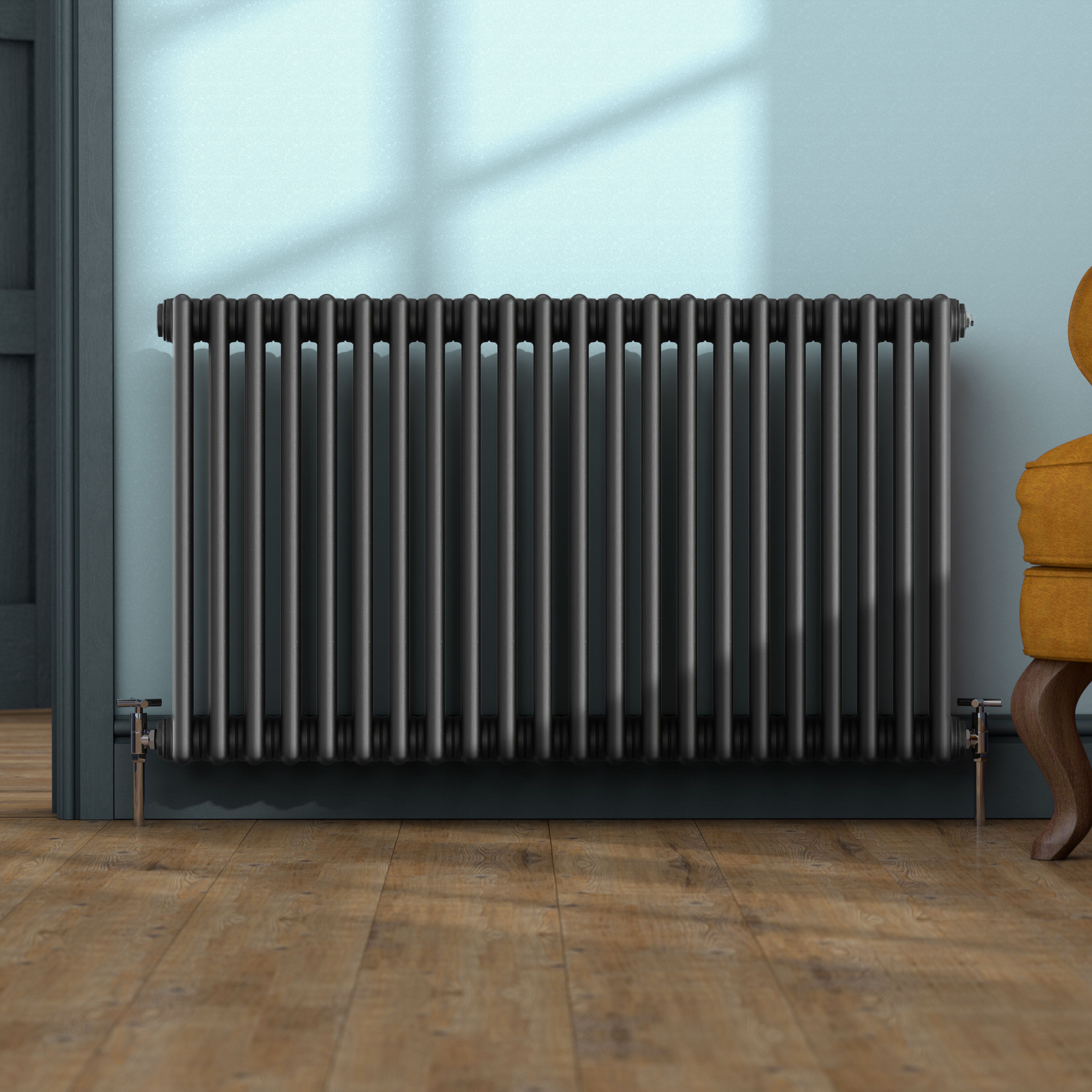 Acova Classic Anthracite 3 Column Radiator, (W)1042mm x (H)600mm