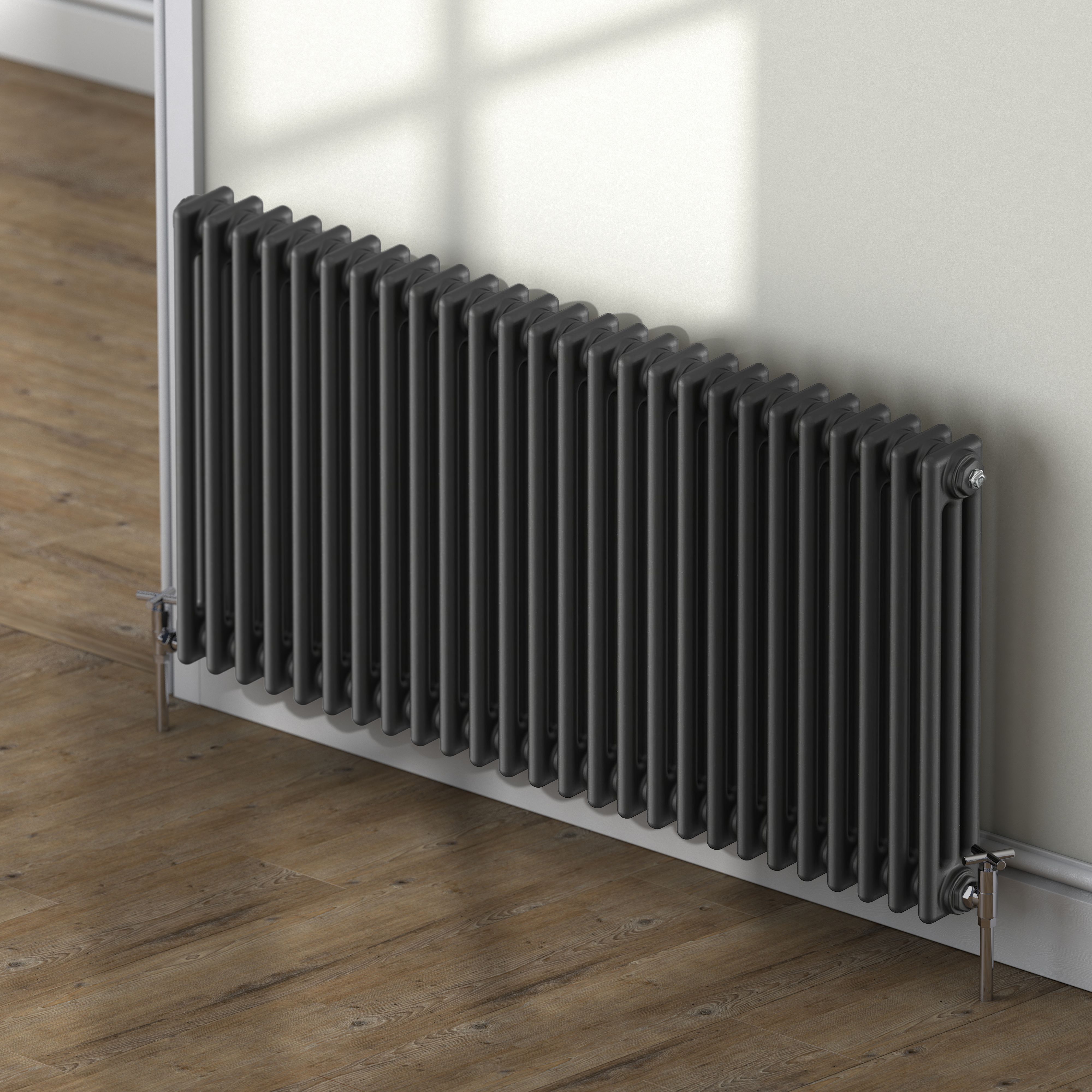 Acova Classic Anthracite 3 Column Radiator, (W)1226mm x (H)600mm