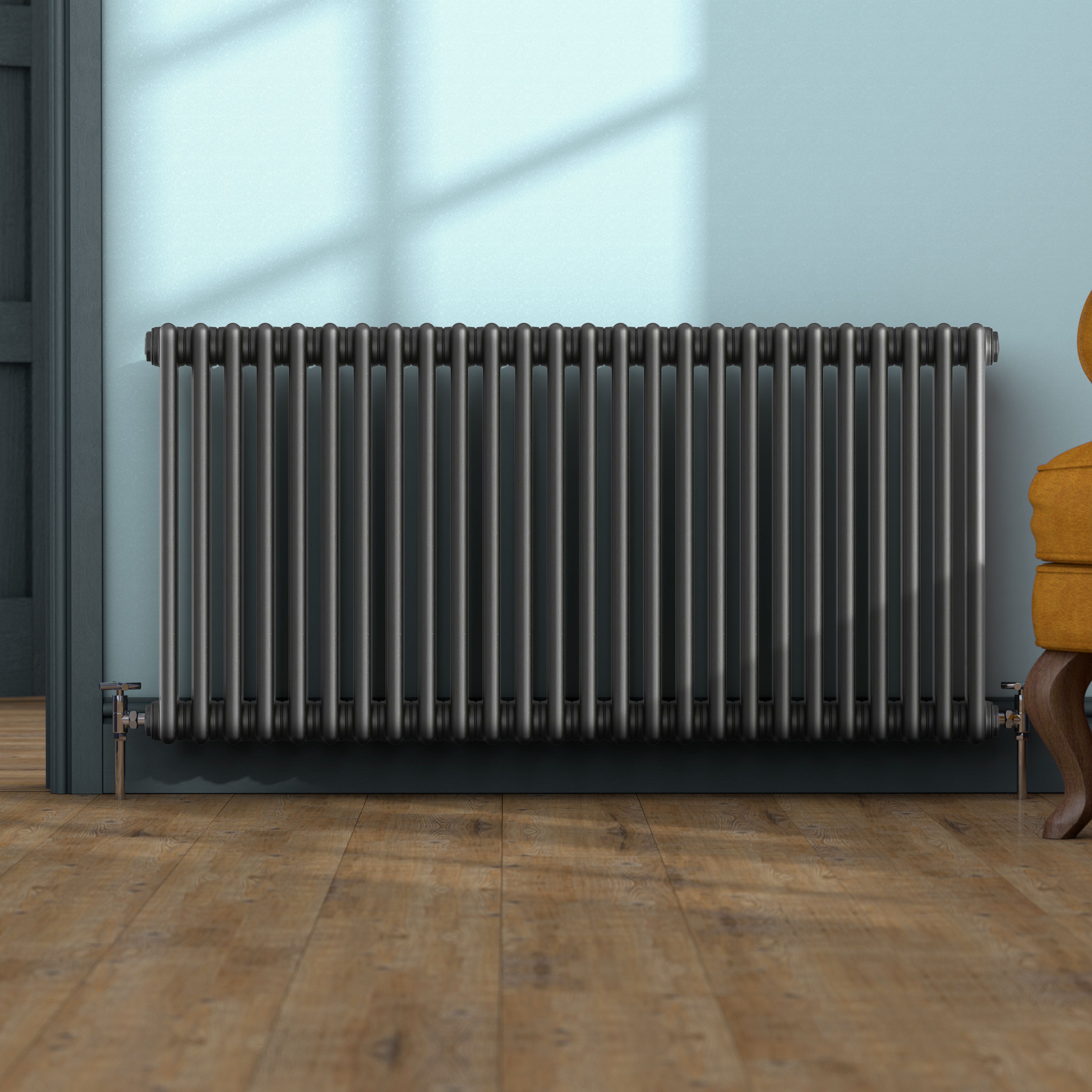 Acova Classic Anthracite 3 Column Radiator, (W)1226mm x (H)600mm