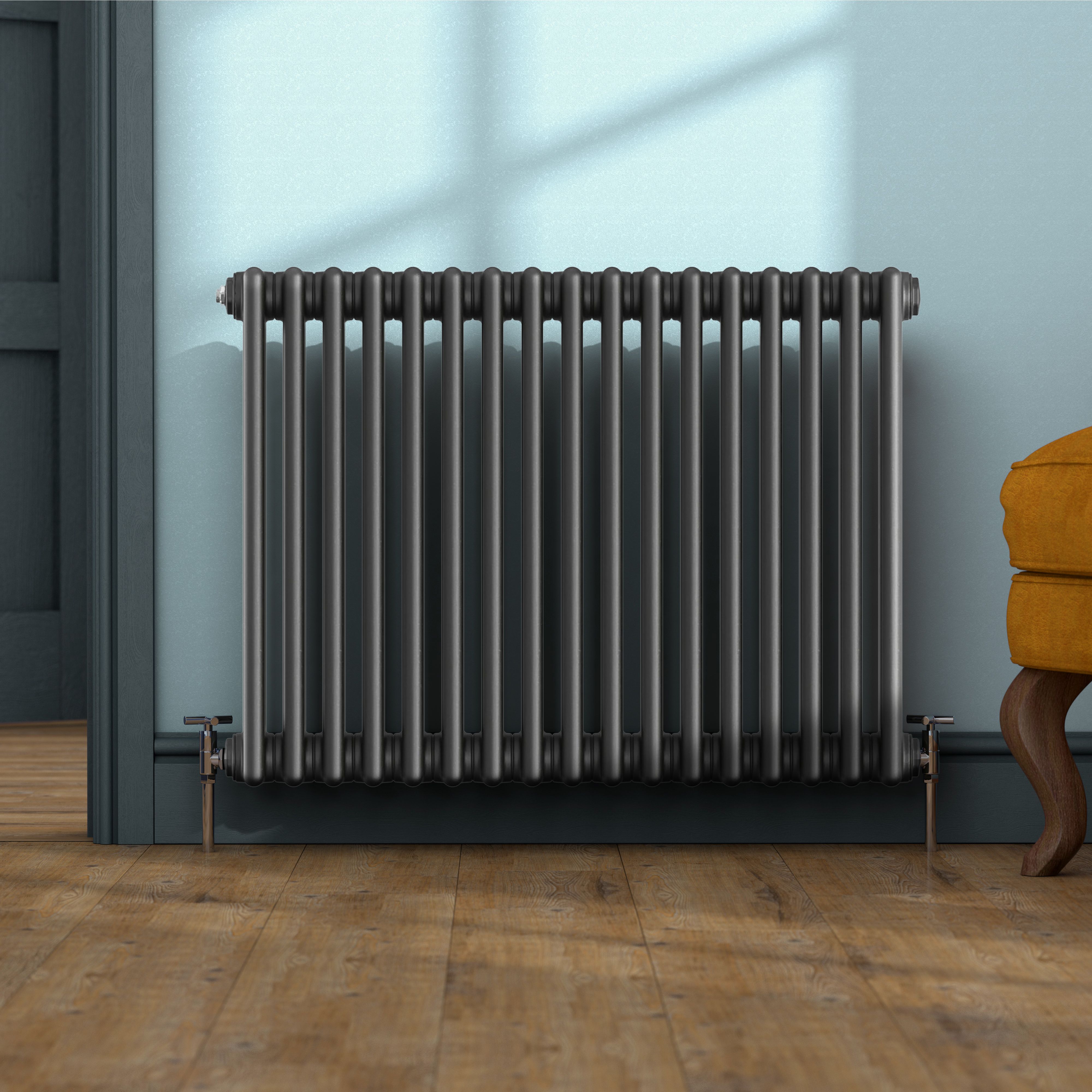 Acova Classic Anthracite 3 Column Radiator, (W)812mm x (H)600mm