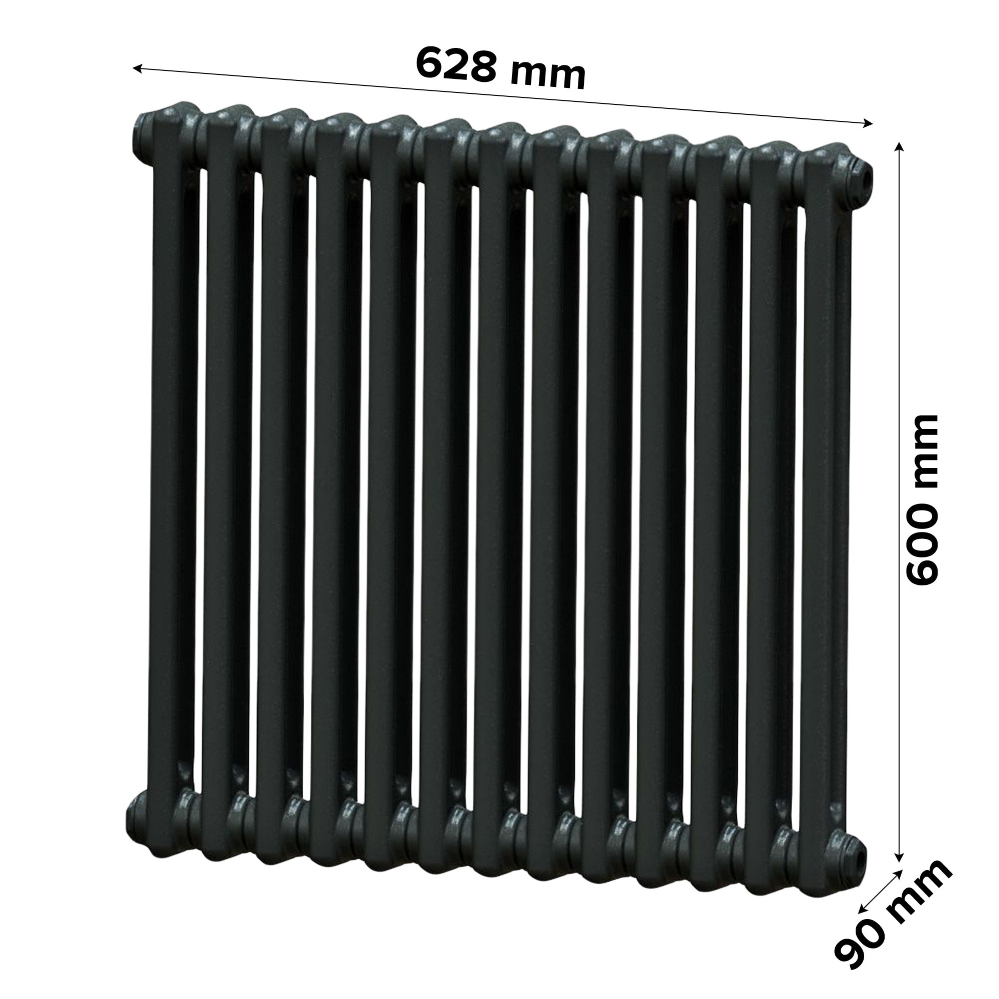 Acova Volcanic 2 Column Radiator, (W)628mm x (H)600mm