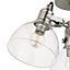 Acrobat Glass & steel Nickel effect 3 Lamp Ceiling light