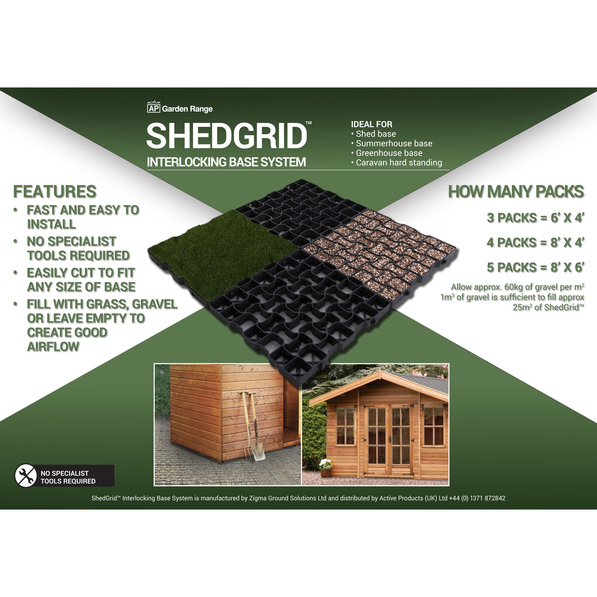 Active Products Plastic Grid Shed base (L) 100cm x (W) 100cm , Pack of 4