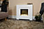Adam Brooklyn Pure white Brushed stainless steel effect LED electric fire suite