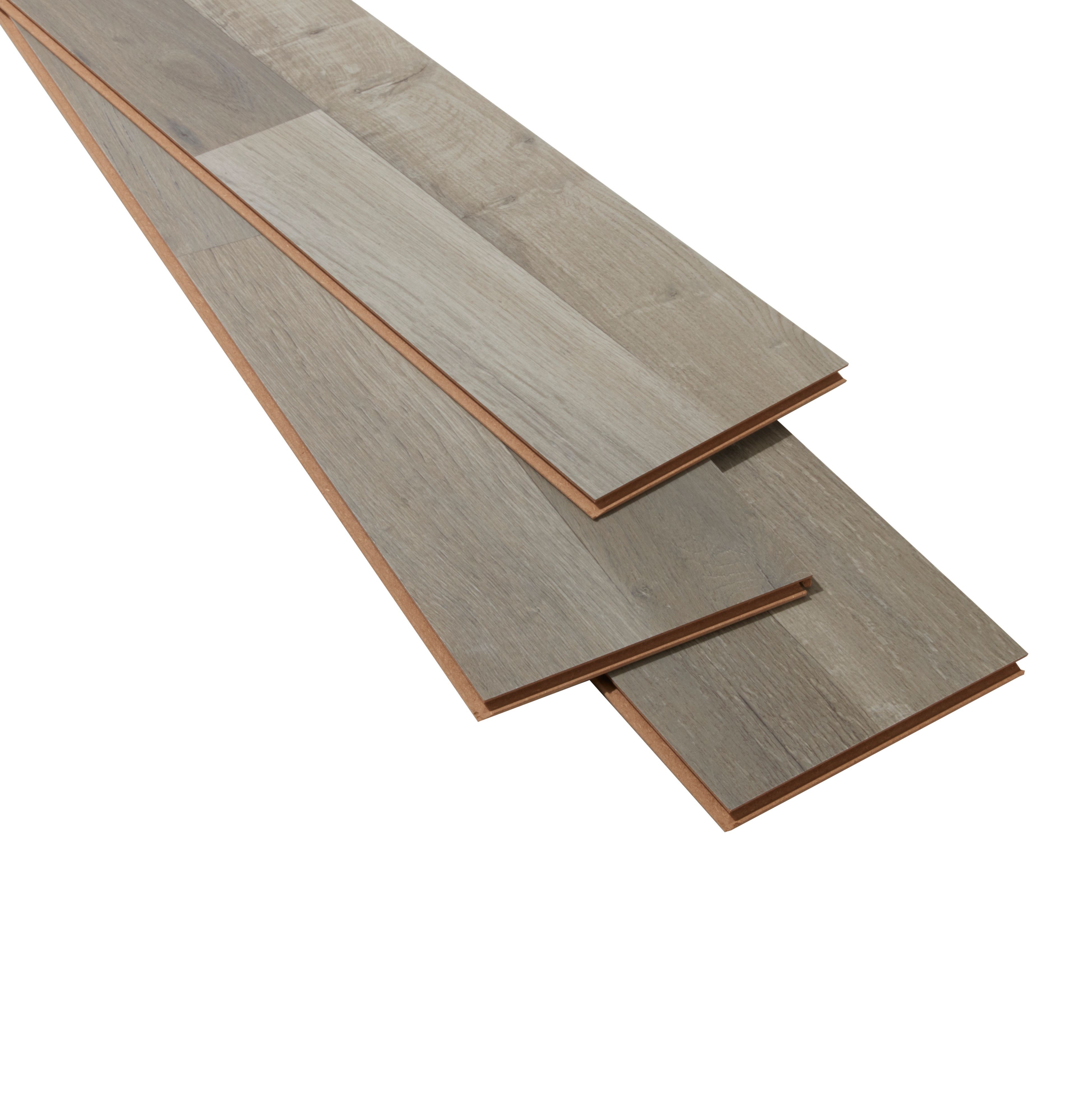 Addington Grey Gloss Oak effect Laminate Flooring Sample