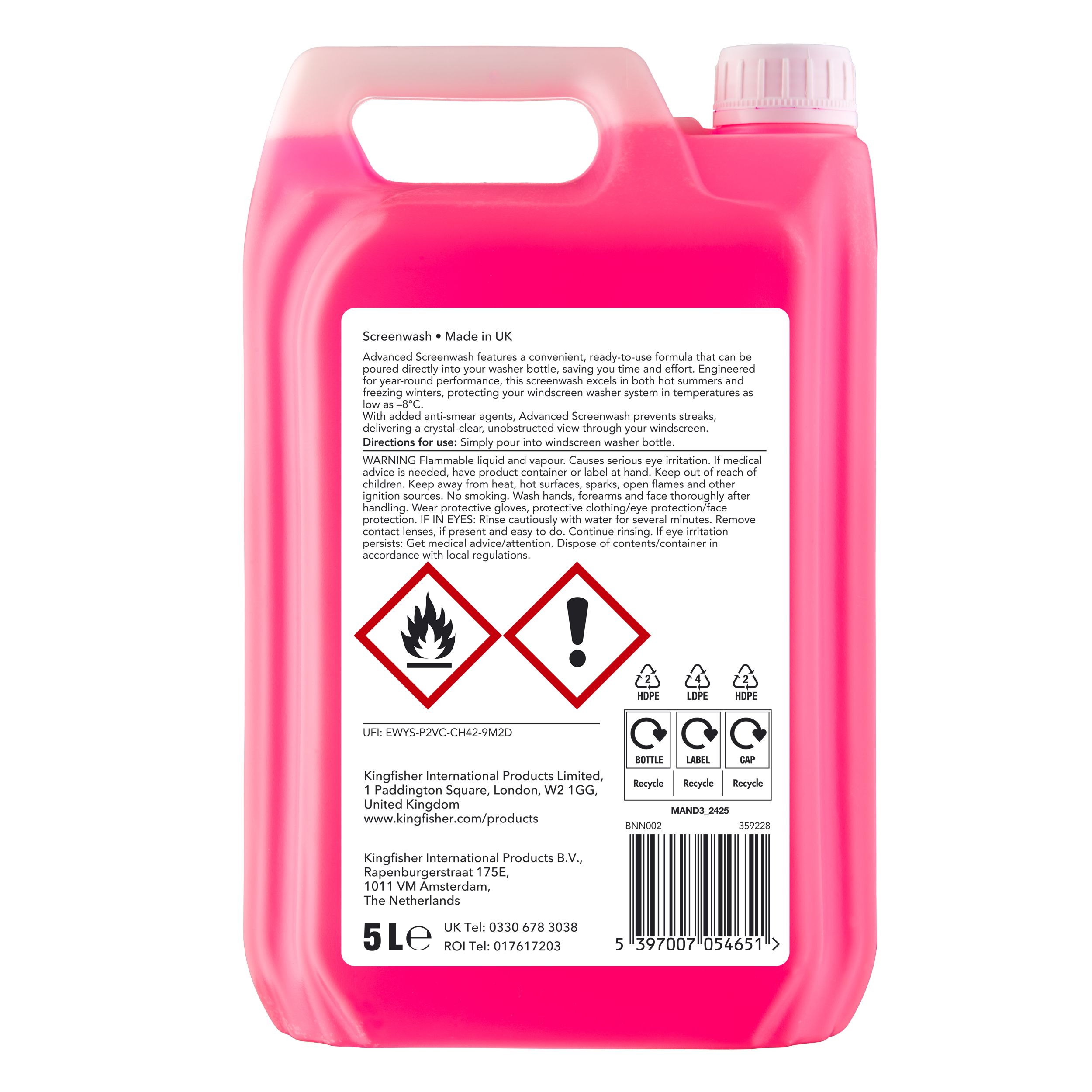 Advanced Ready to Use mixed Screenwash, 5L