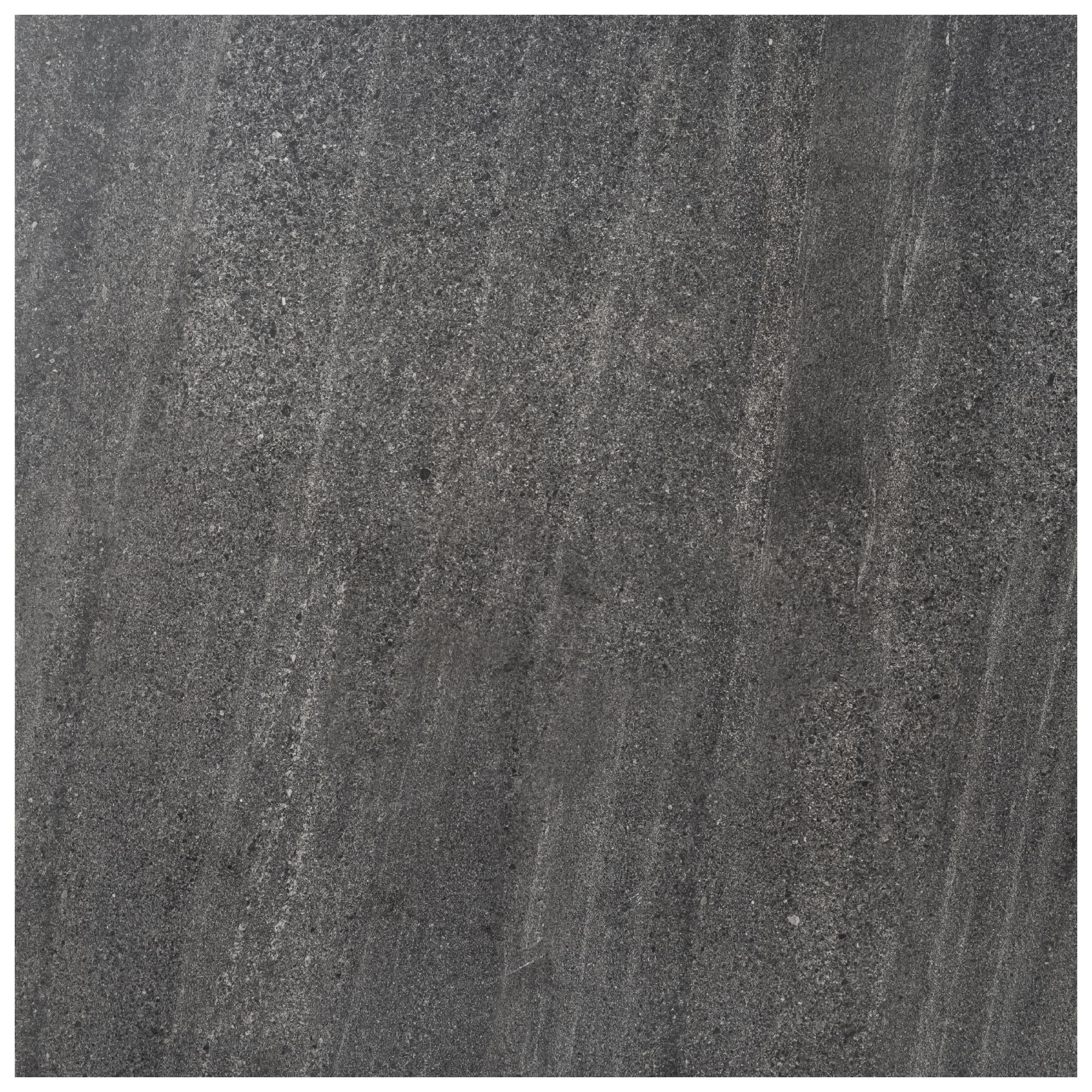 Agate Black Matt Stone effect Porcelain Outdoor Floor Tile, Pack of 2, (L)600mm (W)600mm