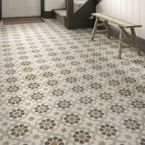 Agran Multi Matt Patterned Porcelain Wall & floor Tile, Pack of 9, (L)330mm (W)330mm