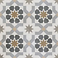 Agran Multi Matt Patterned Porcelain Wall & floor Tile, Pack of 9, (L)330mm (W)330mm
