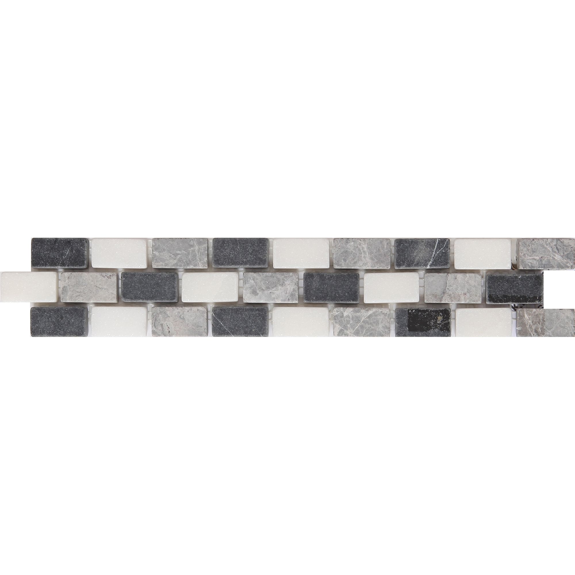 Akero Grey Flat Marble effect Natural stone Border tile, (L)270mm (W)50mm