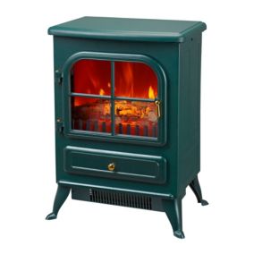 Akershus 1.85W Matt Green FC Stone effect Electric Stove (H)548mm (W)415mm