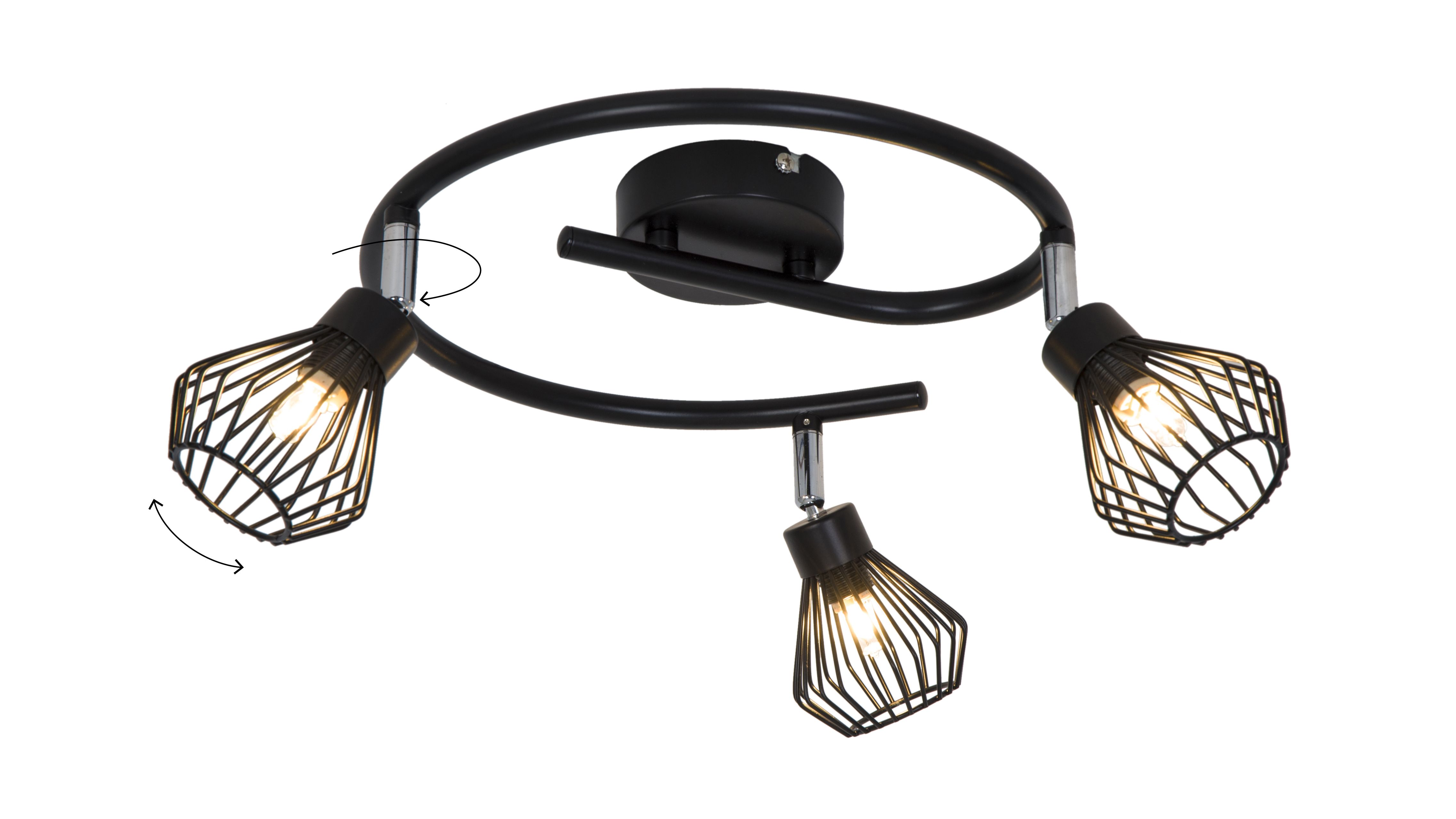 Akiak Spiral Matt Black 3 Light Spotlight