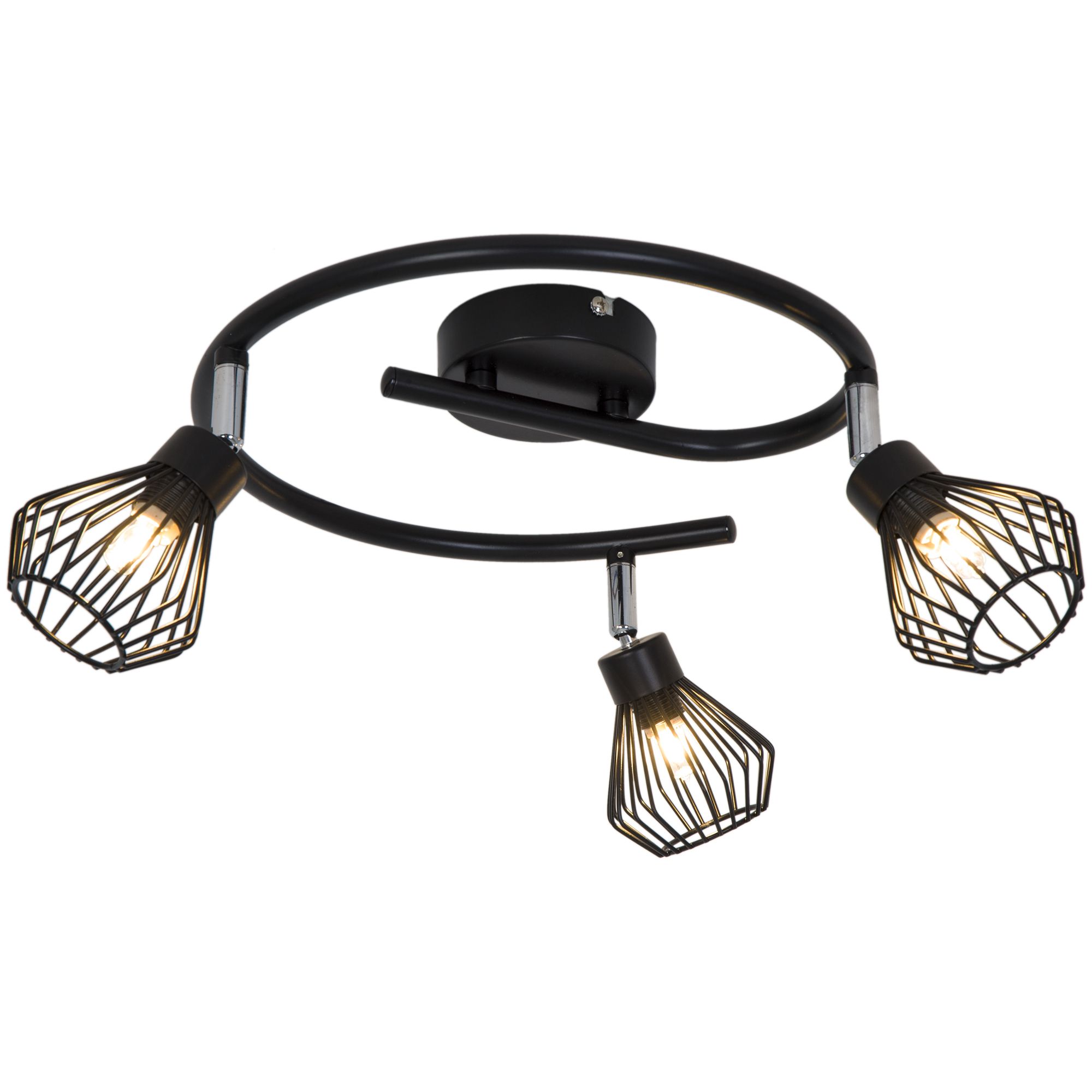 Akiak Spiral Matt Black 3 Light Spotlight