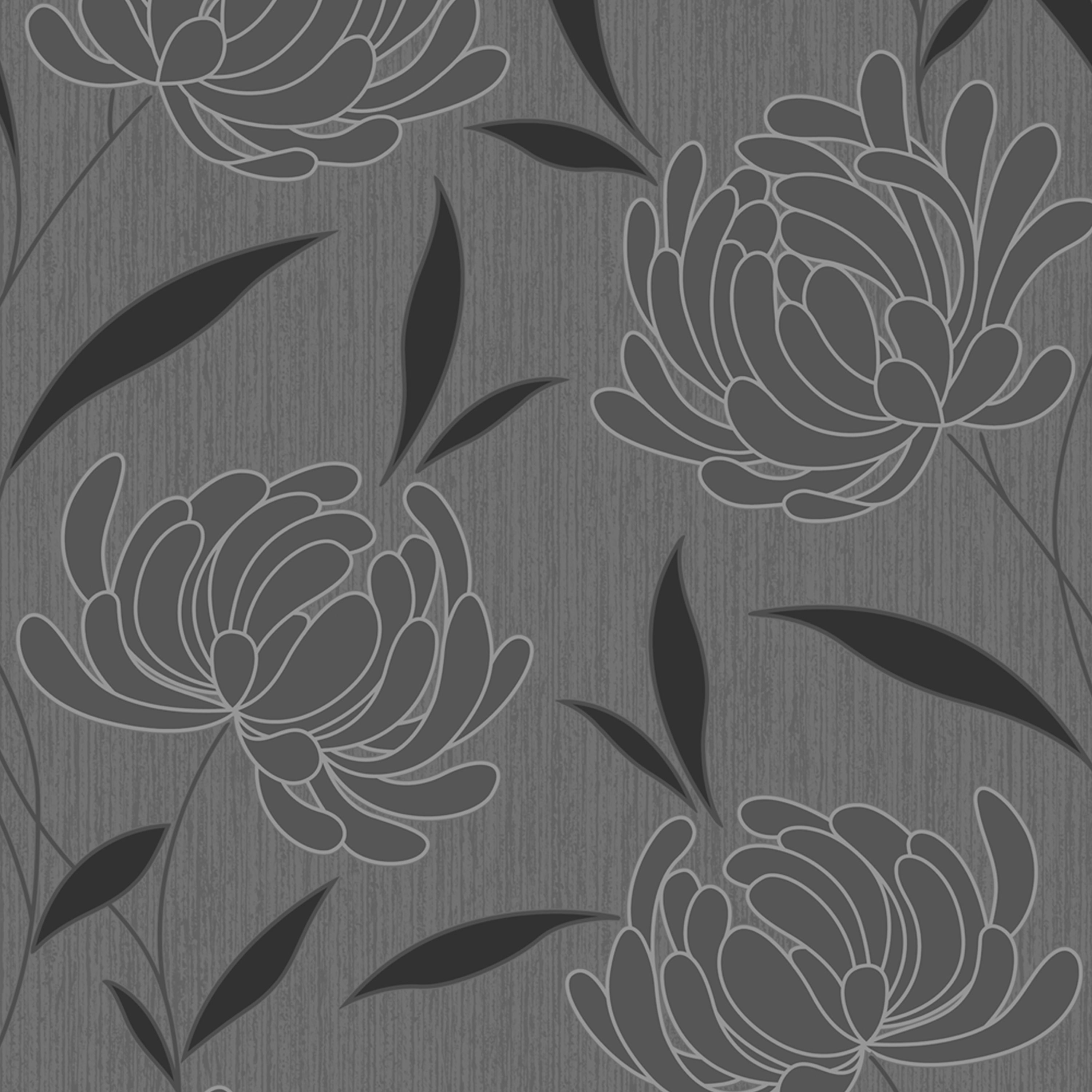 Alderley Black Floral Smooth Wallpaper