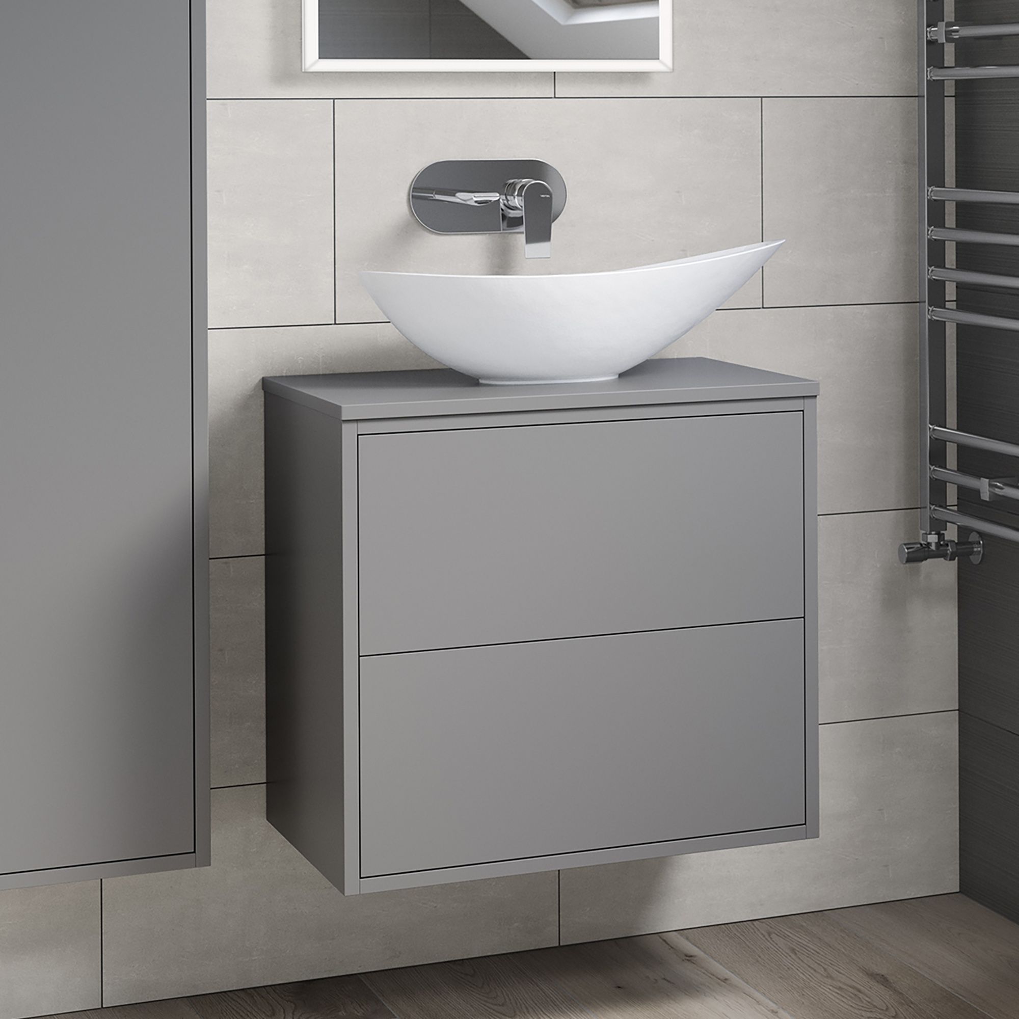 Aldford White Oval Counter top Basin (W)56.4cm