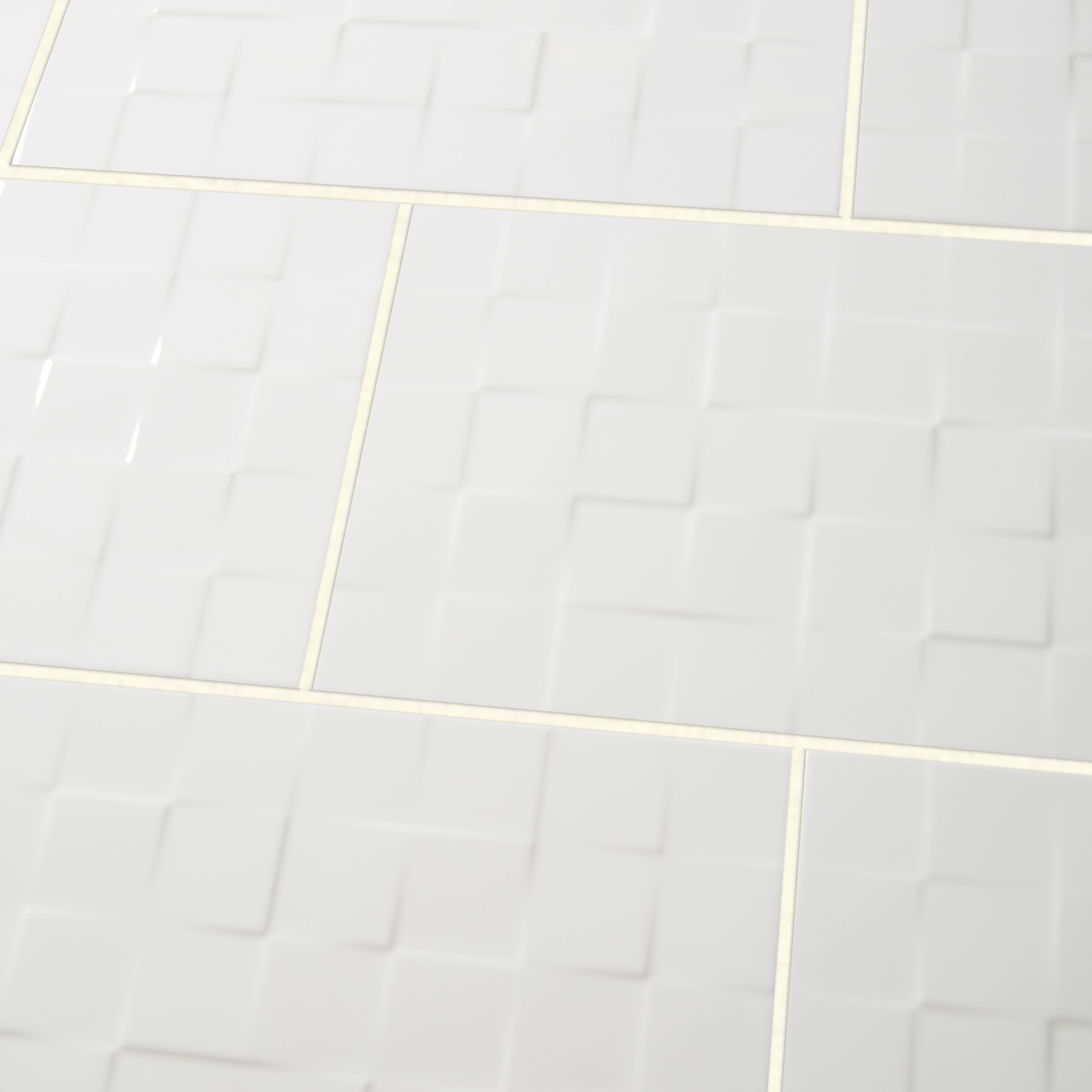 Alexandrina White Gloss Flat Ceramic Wall Tile, Pack of 10, (L)402.4mm (W)251.6mm