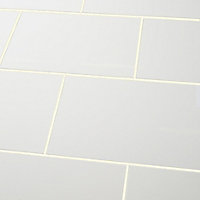 Alexandrina White Gloss Plain Ceramic Indoor Wall Tile, Pack of 10, (L)402.4mm (W)251.6mm