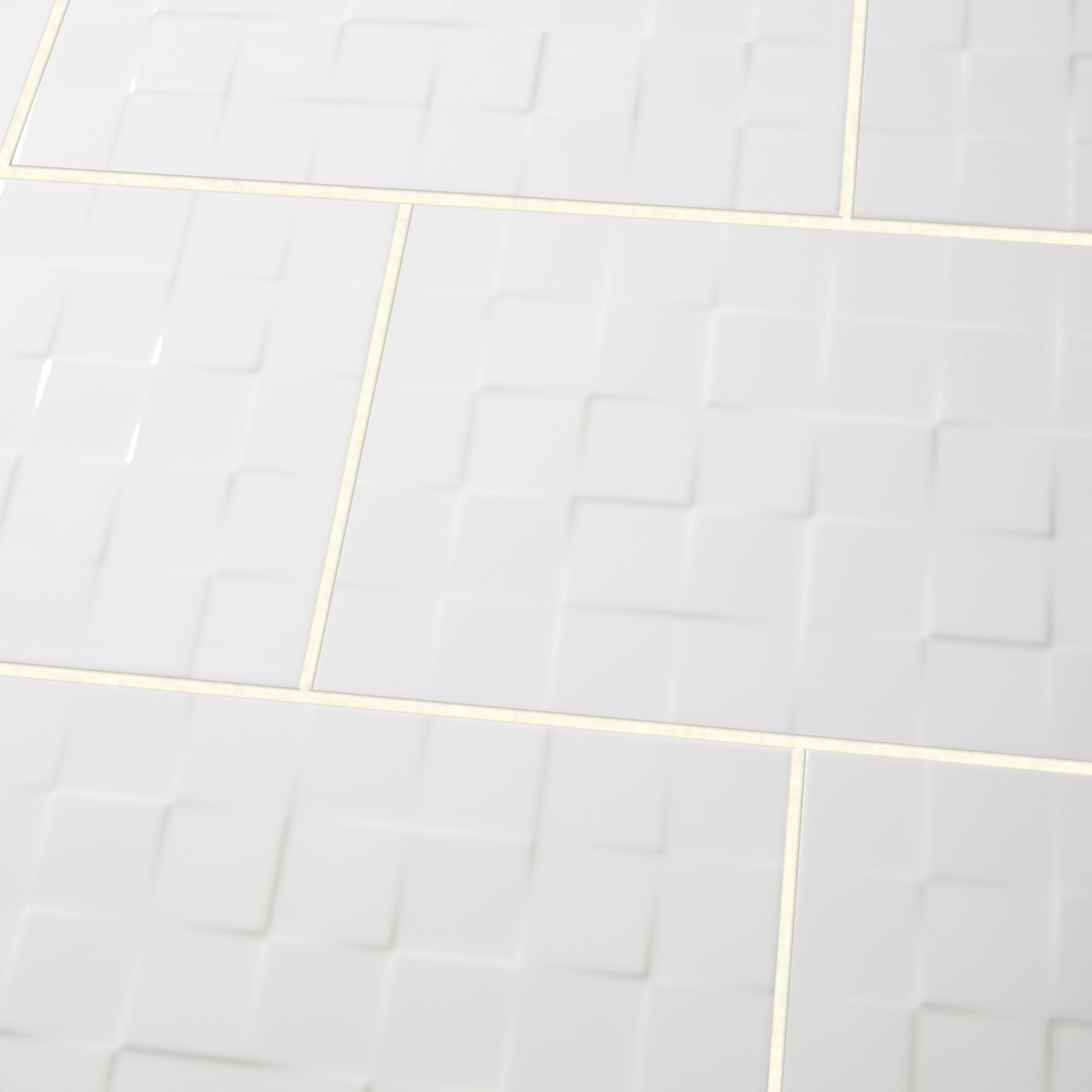 Alexandrina White Gloss Squares Ceramic Wall Tile Sample