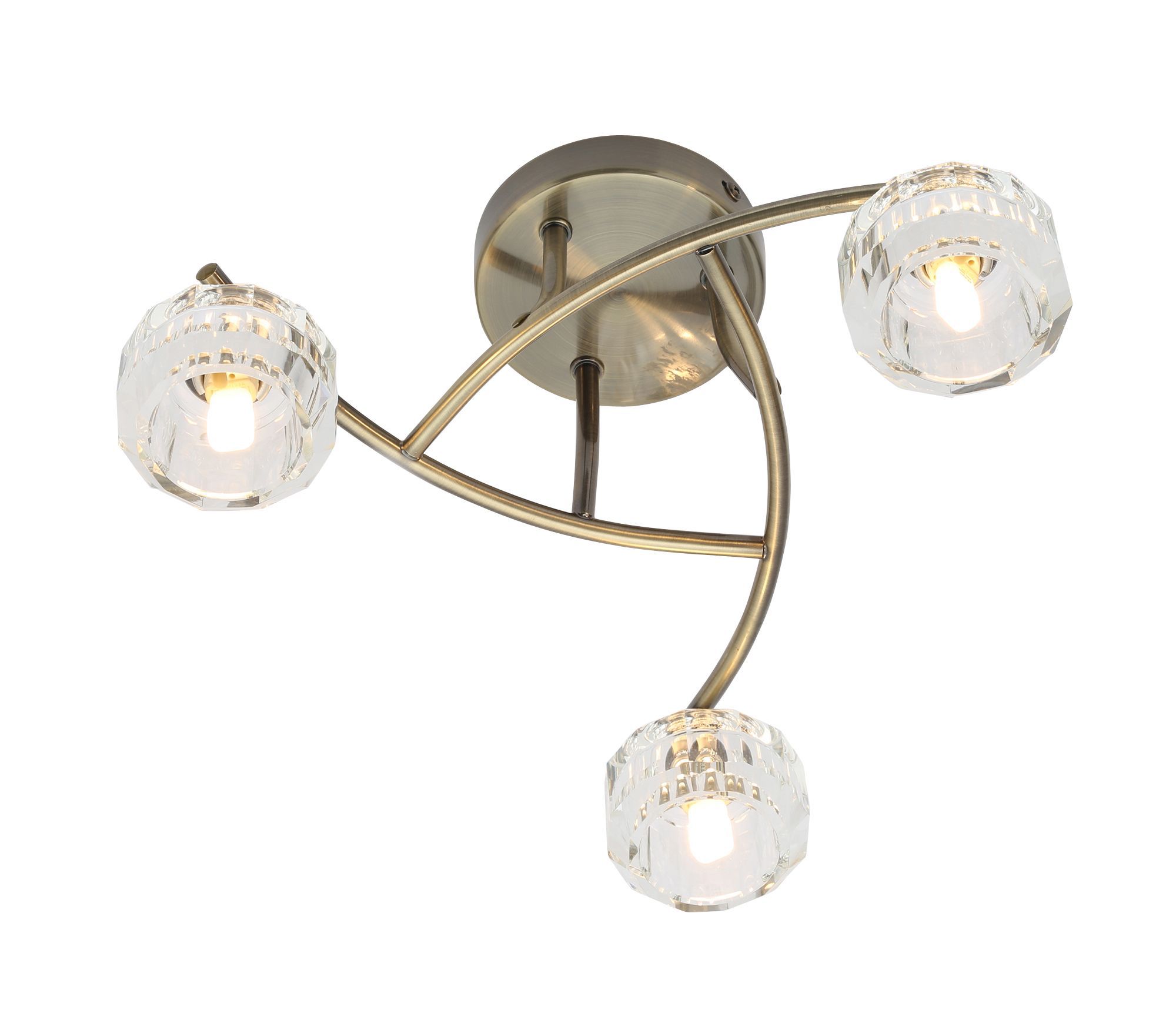 Allyn Antique brass effect 3 Lamp Ceiling light