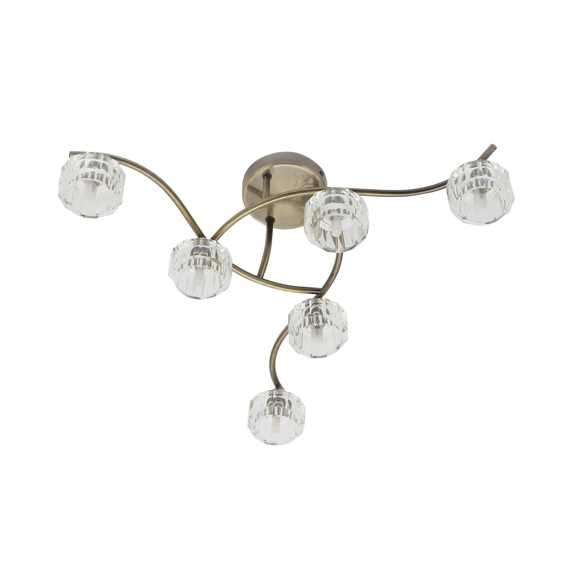 Allyn Antique brass effect 6 Lamp Ceiling light