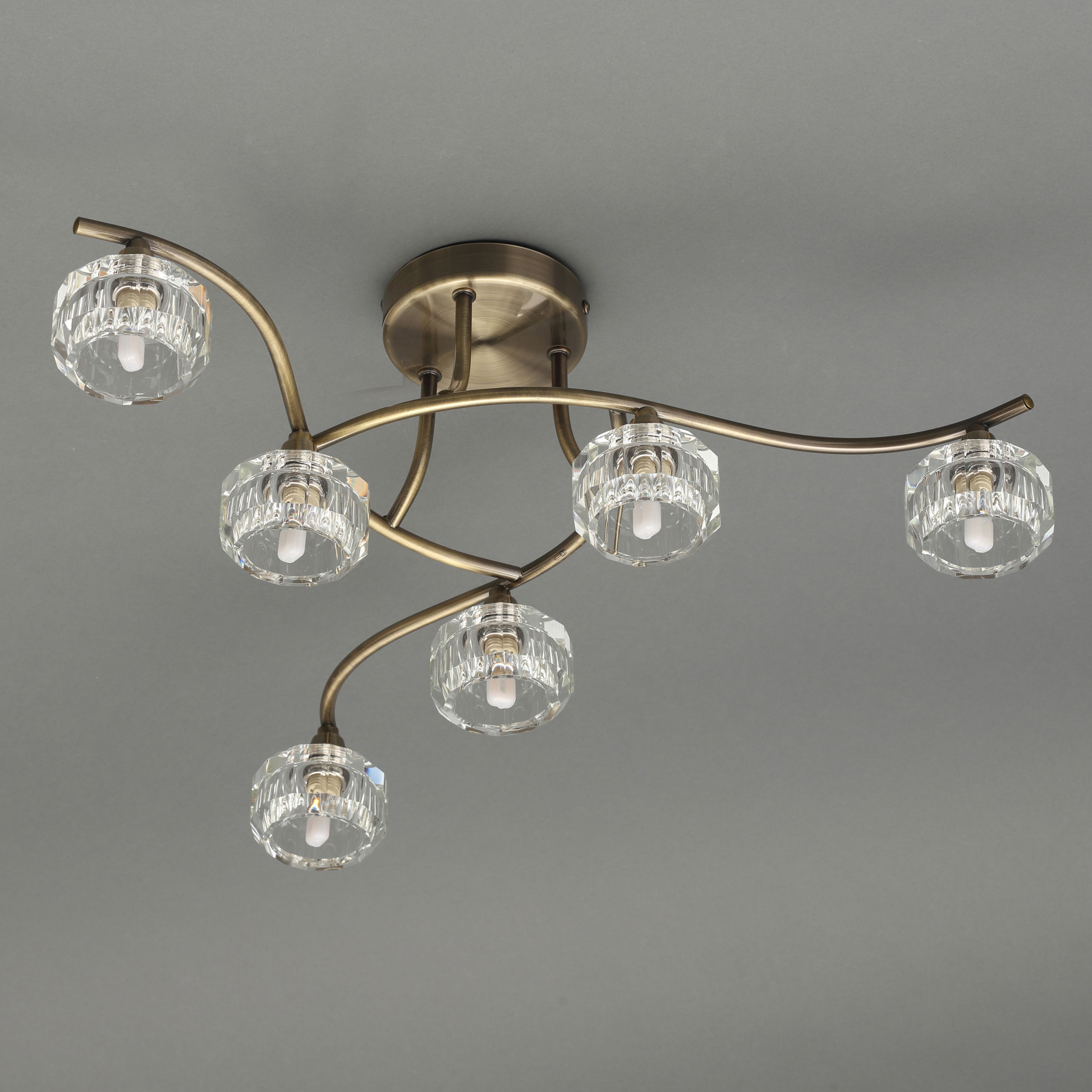 Allyn Antique brass effect 6 Lamp Ceiling light