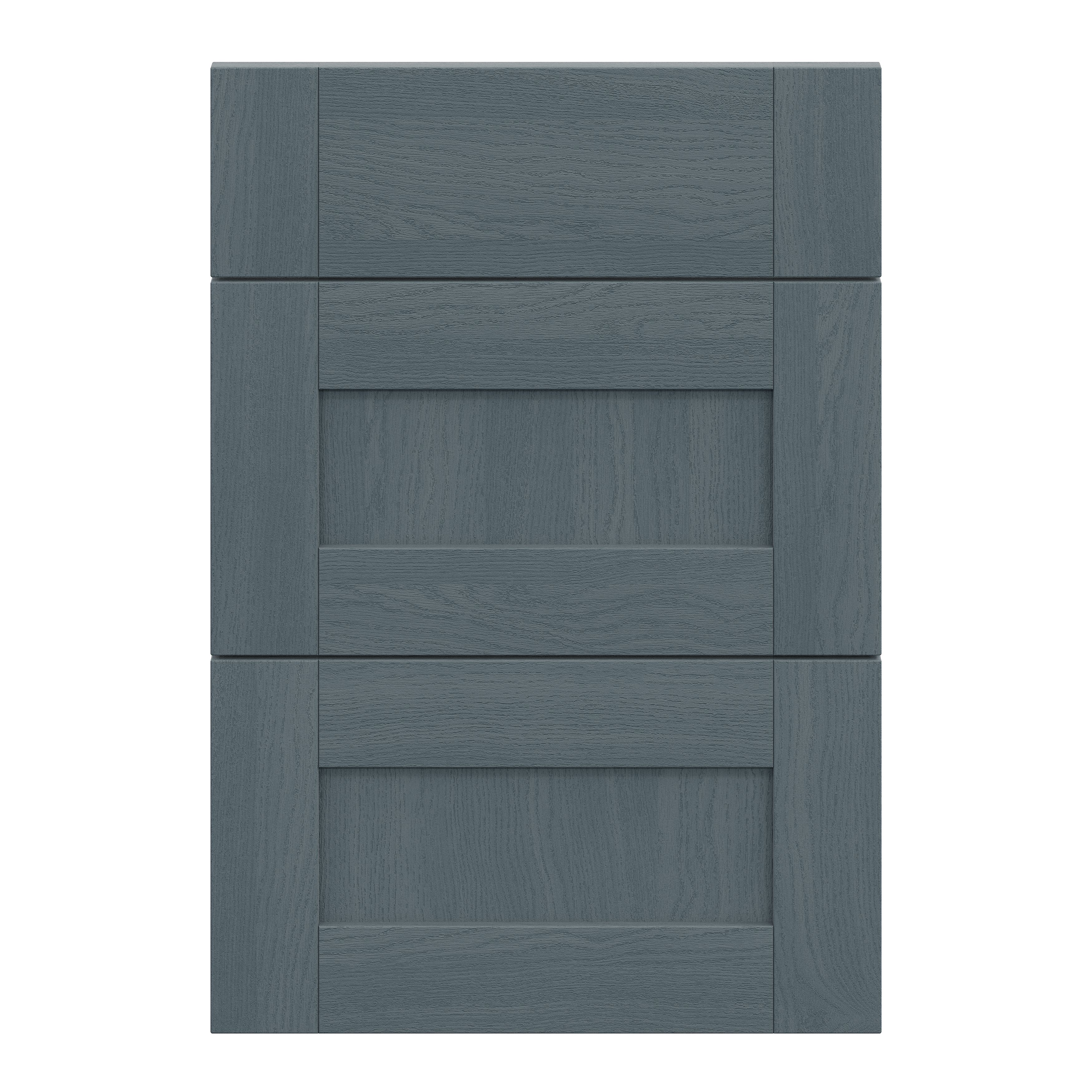 Alpinia Matt dusk blue wood effect Drawer front, Pack of 3 (H)715mm (W)497mm (T)18mm