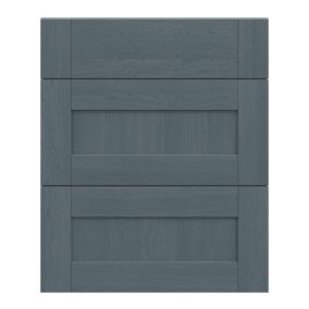 Alpinia Matt dusk blue wood effect Drawer front, Pack of 3 (H)715mm (W)597mm (T)18mm