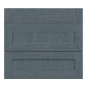 Alpinia Matt dusk blue wood effect Drawer front, Pack of 3 (H)715mm (W)797mm (T)18mm