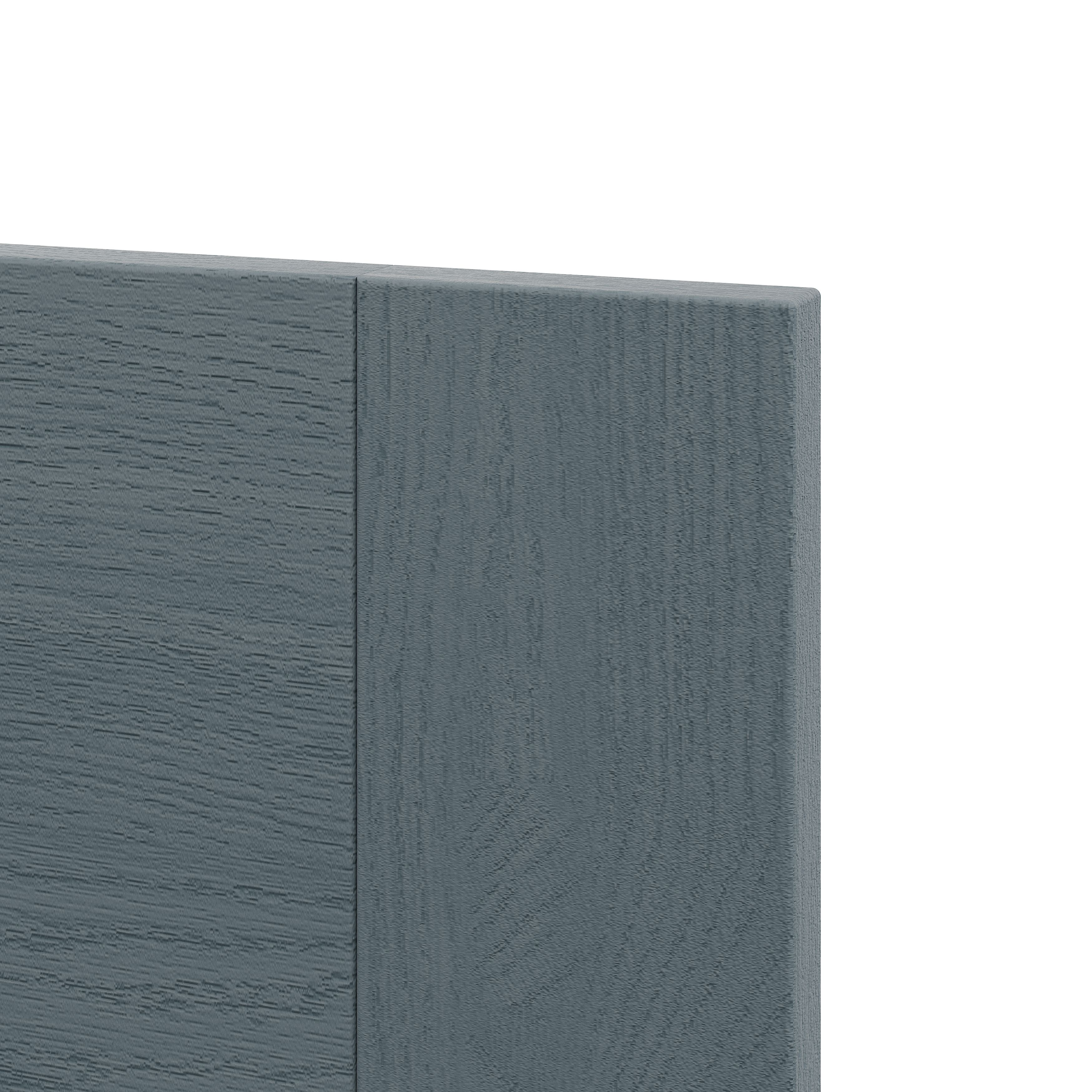 Alpinia Matt dusk blue wood effect Drawer front, Pack of 3 (H)715mm (W)797mm (T)18mm