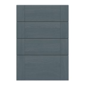 Alpinia Matt dusk blue wood effect Drawer front, Pack of 4 (H)715mm (W)497mm (T)18mm