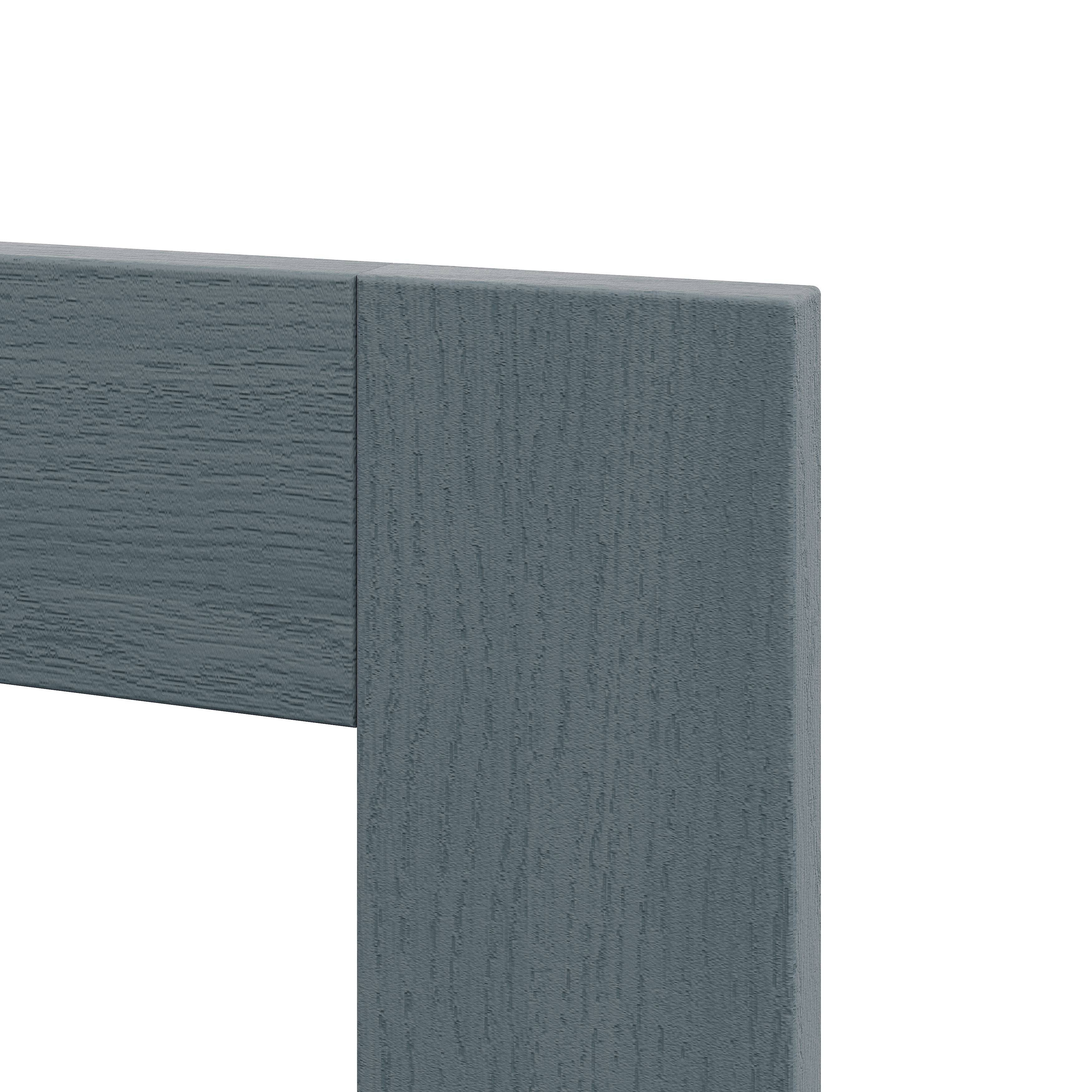 Alpinia Matt dusk blue wood effect Shaker Glazed Tall glazed Cabinet door (W)500mm (H)895mm (T)18mm