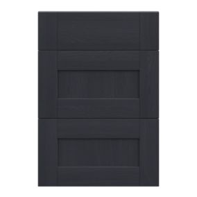 Alpinia Matt midnight navy wood effect Drawer front, Pack of 3 (H)715mm (W)497mm (T)18mm