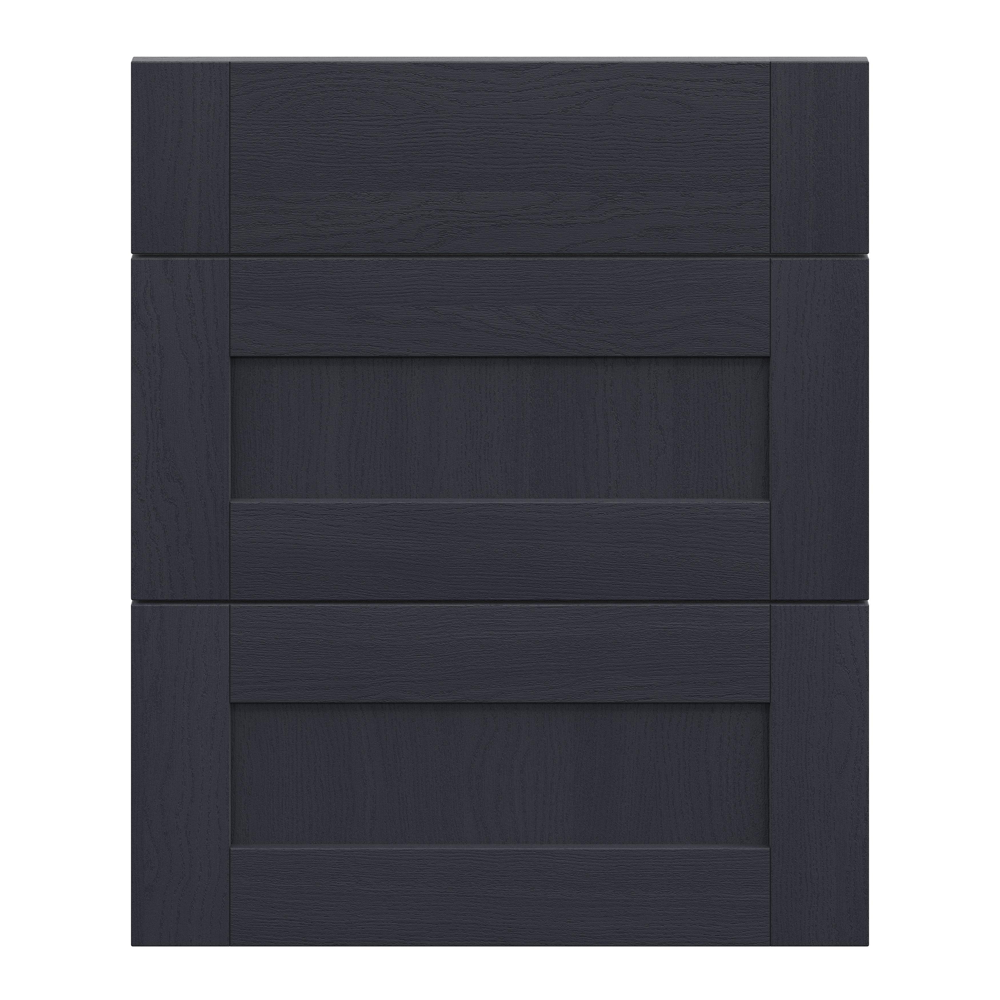 Alpinia Matt midnight navy wood effect Drawer front, Pack of 3 (H)715mm (W)597mm (T)18mm