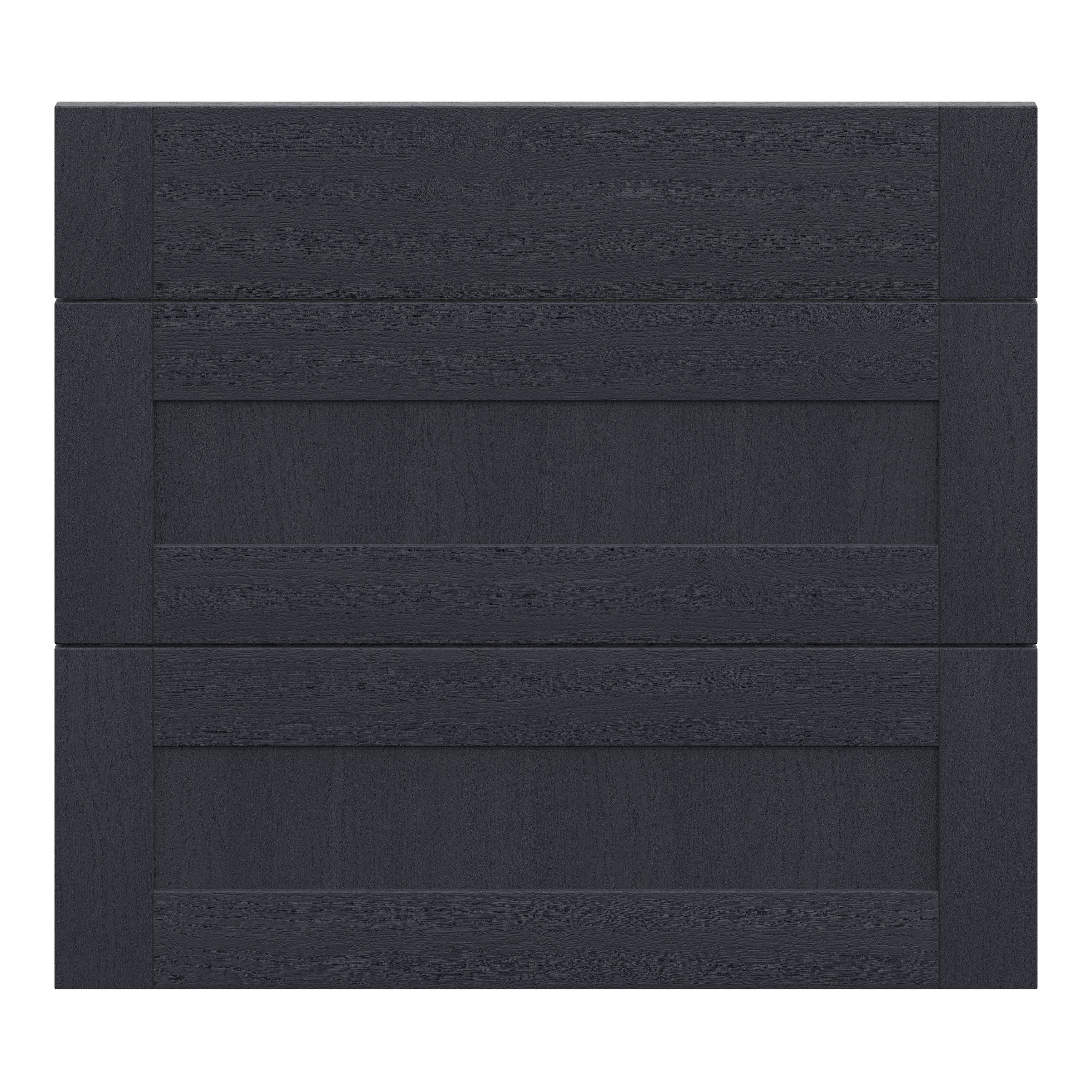 Alpinia Matt midnight navy wood effect Drawer front, Pack of 3 (H)715mm (W)797mm (T)18mm