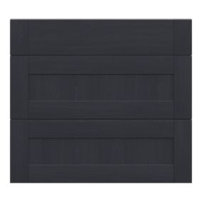 Alpinia Matt midnight navy wood effect Drawer front, Pack of 3 (H)715mm (W)797mm (T)18mm