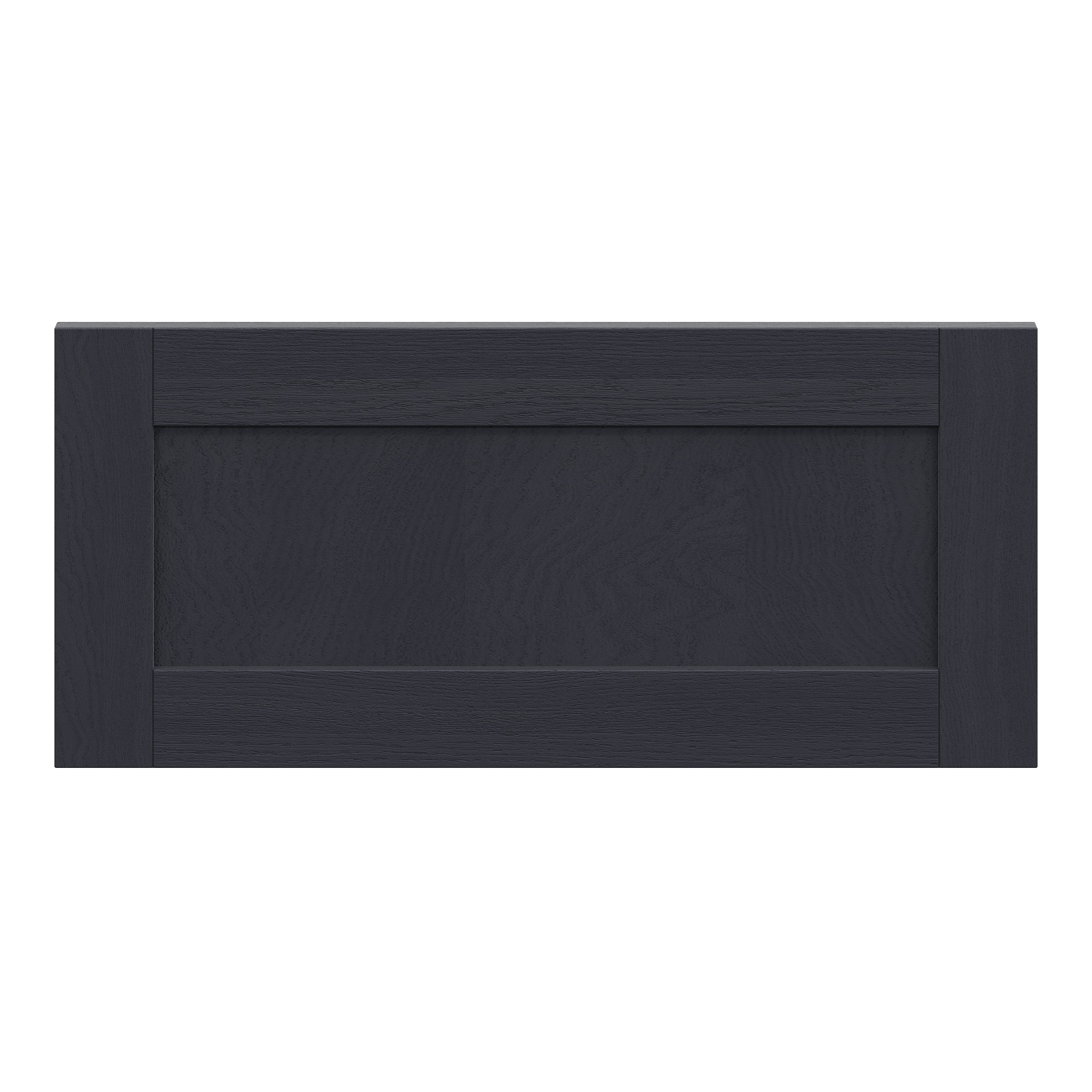 Alpinia Matt midnight navy wood effect Shaker Drawer front, bridging door & bi-fold door, 356mm x 18mm x 797mm 800mm