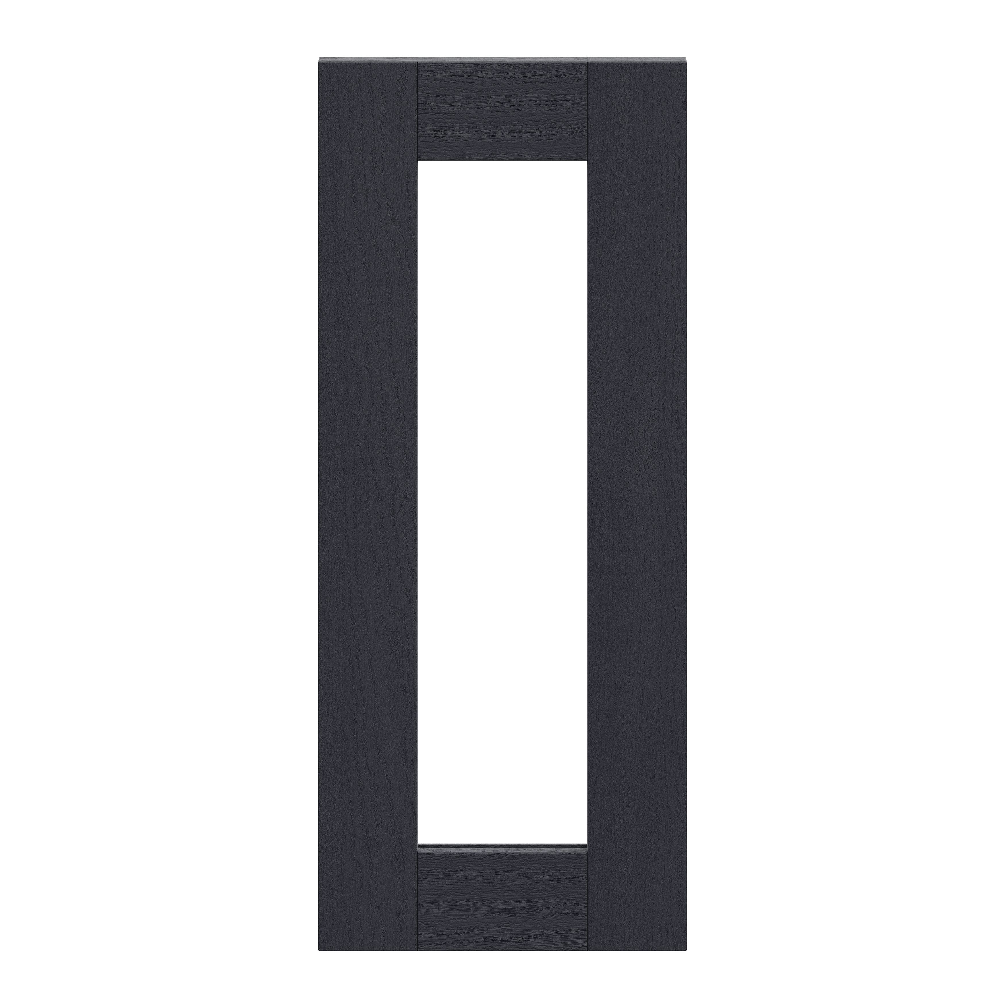 Alpinia Matt midnight navy wood effect Shaker Glazed Cabinet door (W)300mm (H)715mm (T)18mm