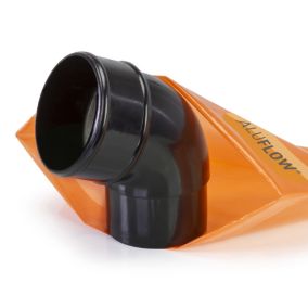 Aluflow Black Round 112° Offset Downpipe bend, (Dia)74mm