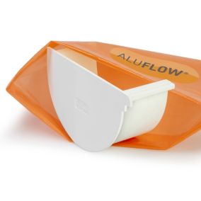 Aluflow White Half round Left-hand Gutter stop end, (L)20mm (W)131mm