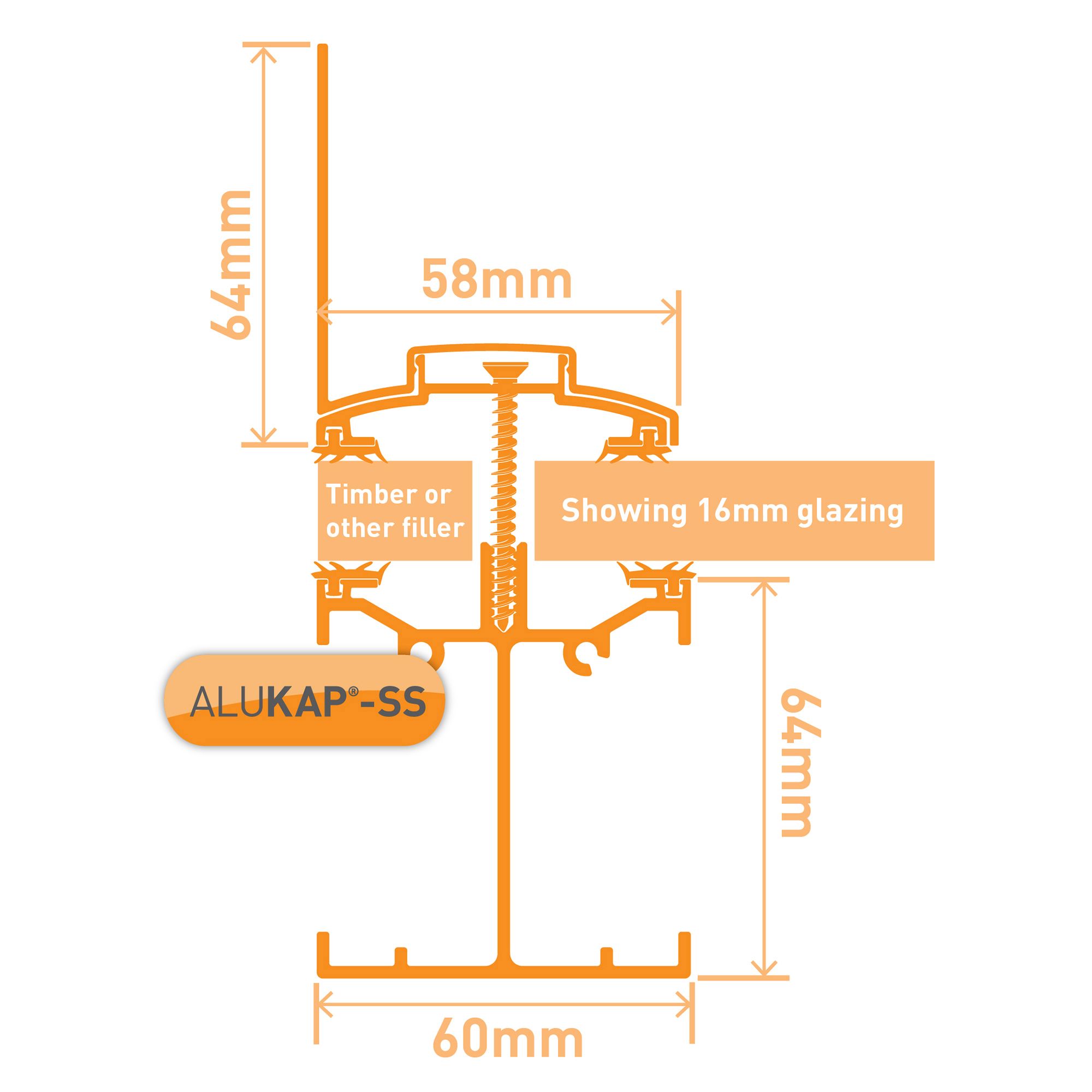 Alukap SS Brown Aluminium Low profile Glazing bar, (L)4.8m (W)60mm (T)140mm
