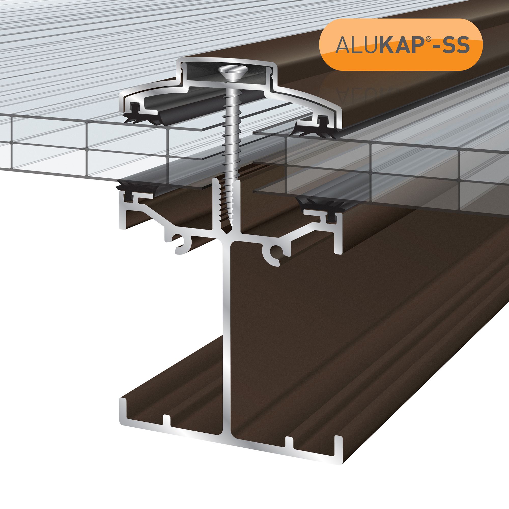 Alukap SS Brown Aluminium Low profile Glazing bar, (L)4.8m (W)60mm (T)90mm