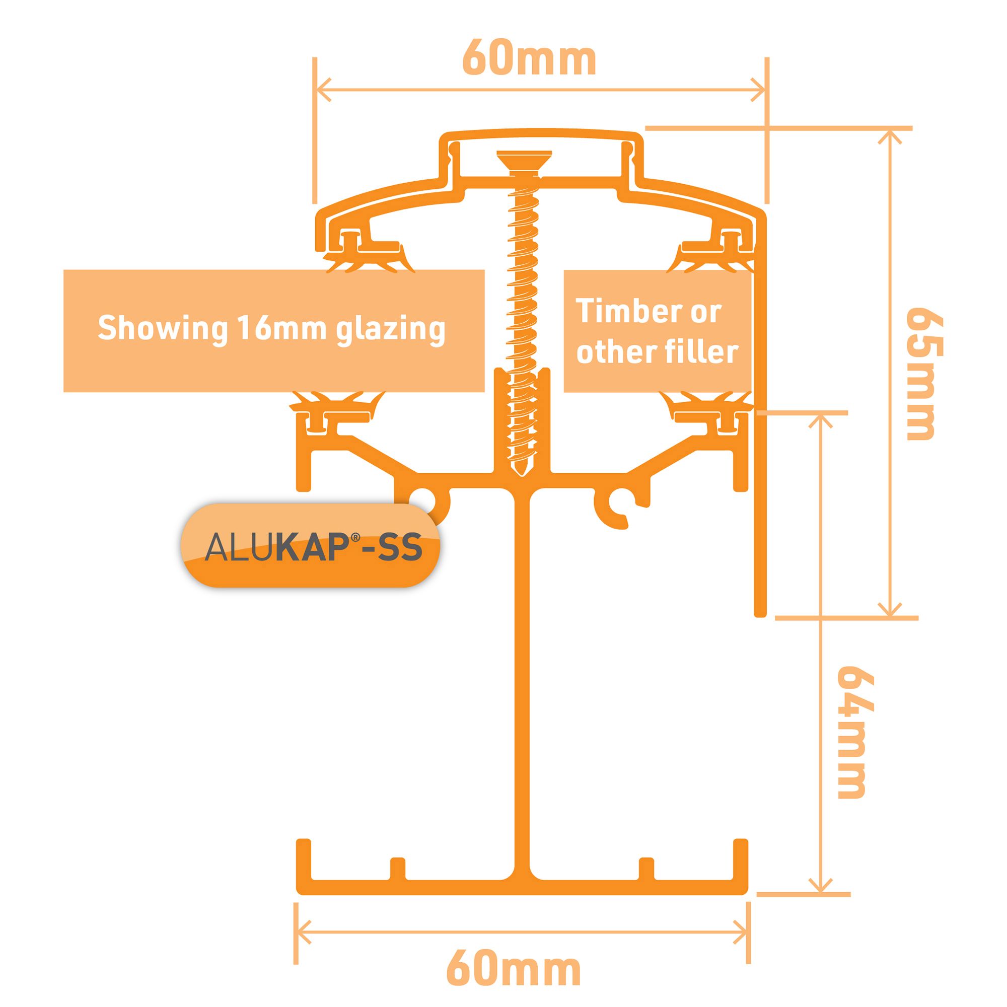 Alukap SS Brown Aluminium Low profile Glazing bar, (L)4.8m (W)60mm (T)90mm