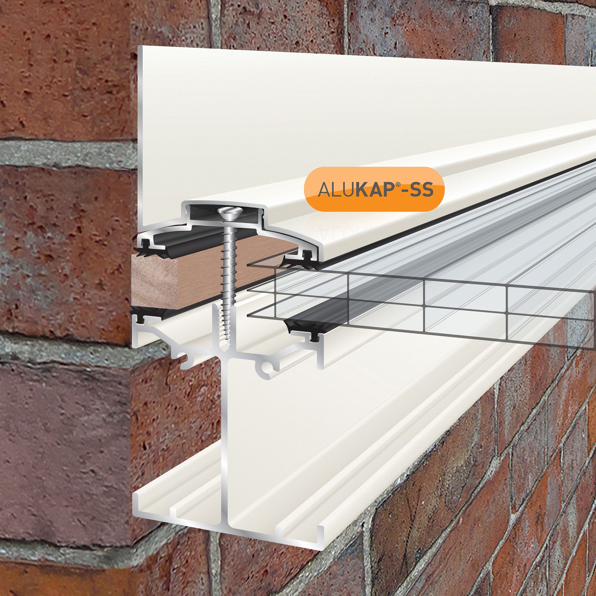 Alukap SS White Aluminium Low profile Glazing bar, (L)3m (W)60mm (T)140mm