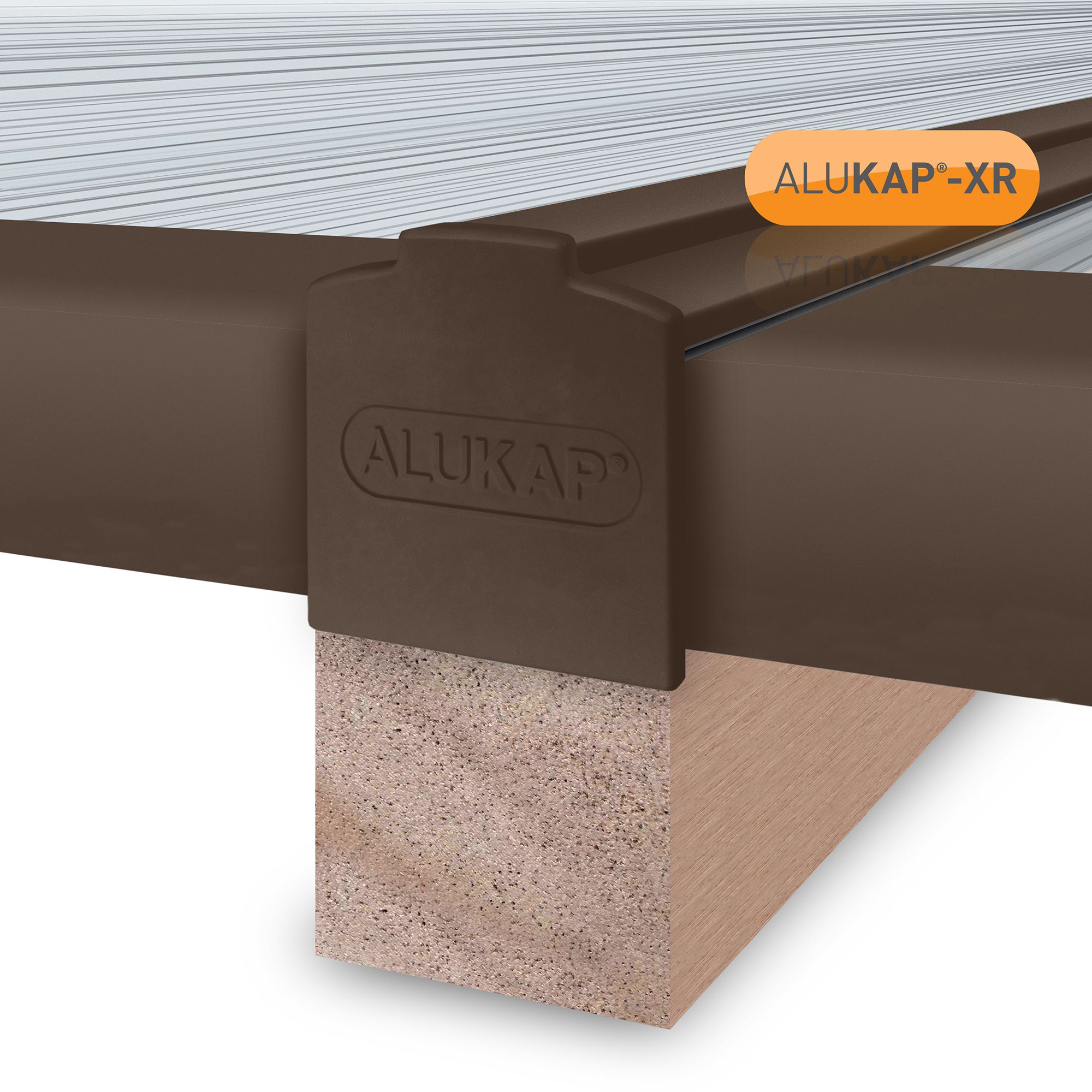 Alukap XR Brown Aluminium Glazing bar, (L)3m (W)60mm (T)20mm