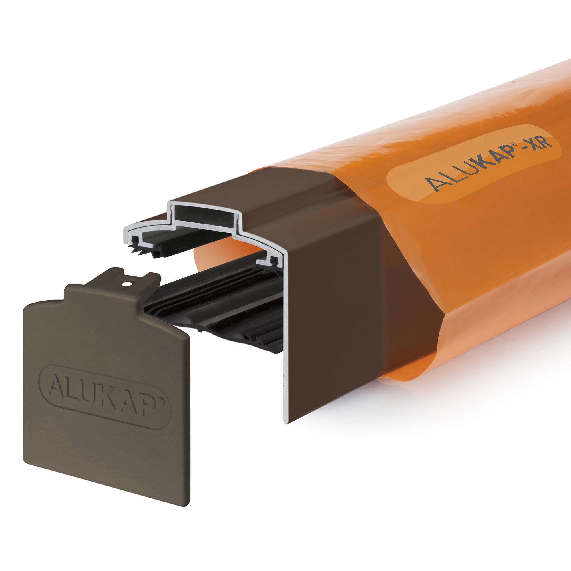 Image of Alukap XR Brown Aluminium Glazing bar, (L)3m (W)60mm (T)70mm