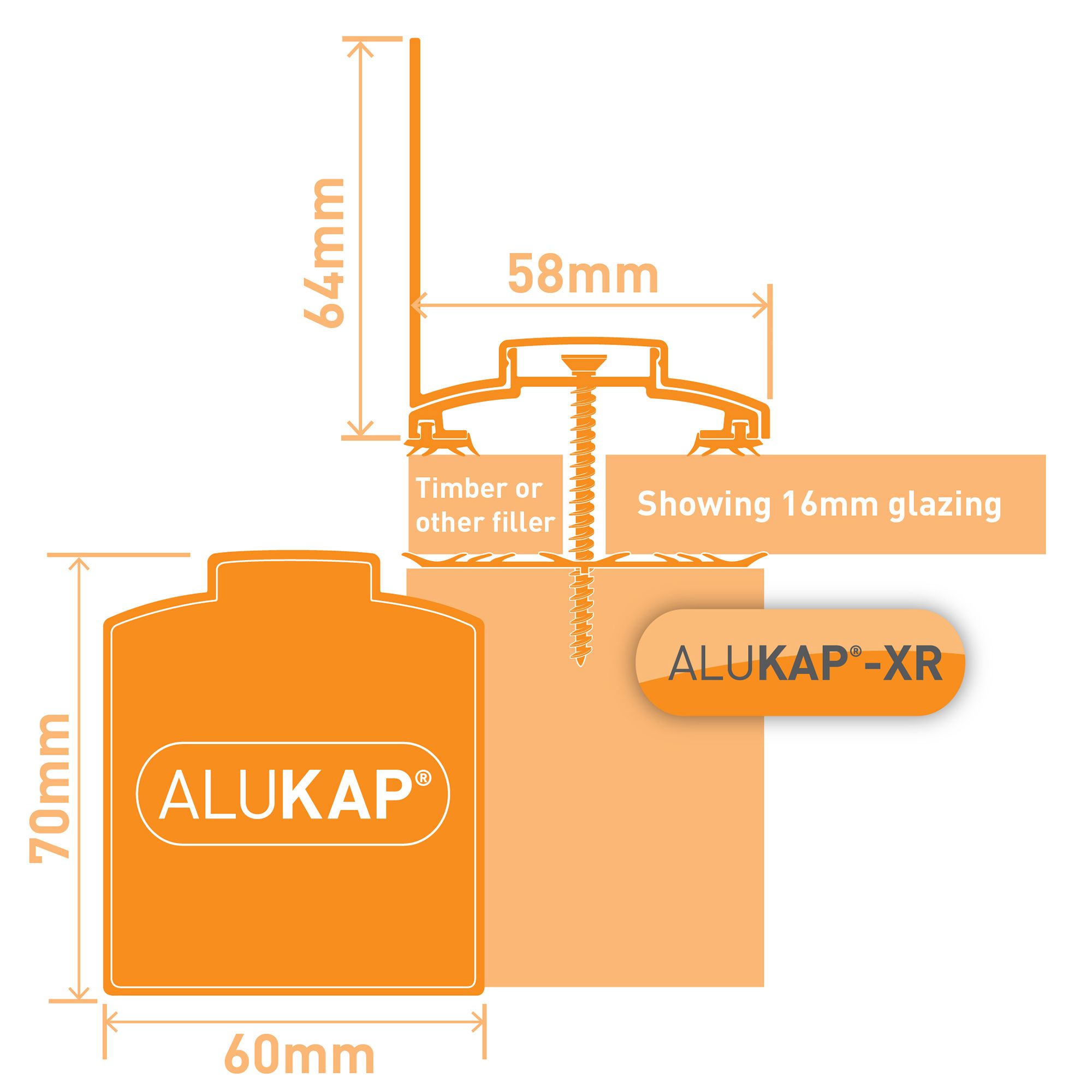 Alukap XR Brown Aluminium Glazing bar, (L)3m (W)60mm (T)70mm