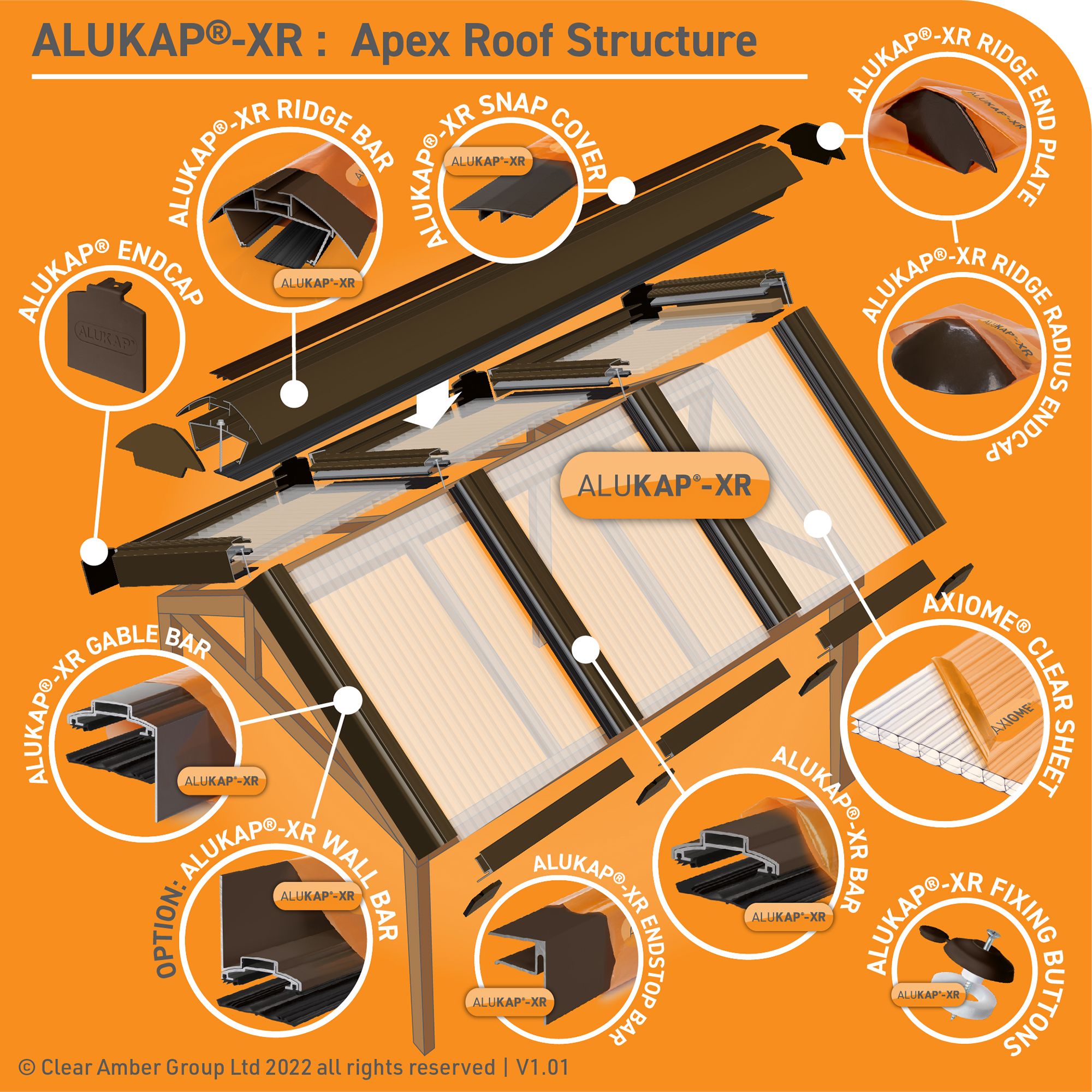 Alukap XR Brown Aluminium Glazing bar, (L)3m (W)60mm (T)70mm