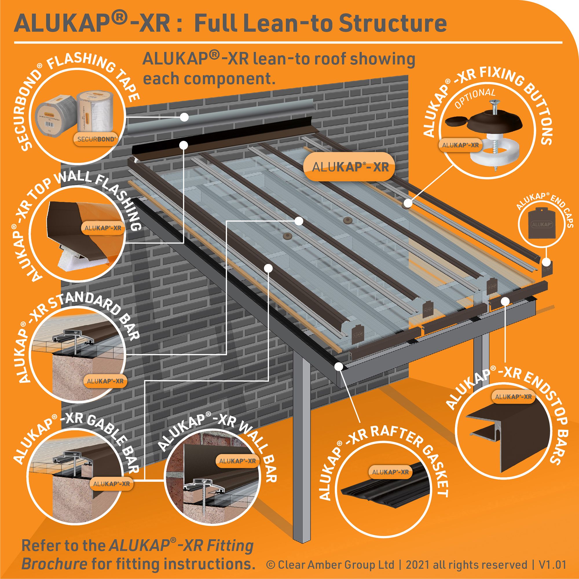 Alukap XR Brown Aluminium Glazing bar, (L)3m (W)60mm (T)70mm