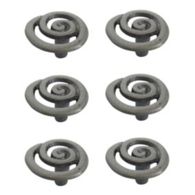 Aluminium Pewter effect Round Swirl Furniture Knob, Pack of 6